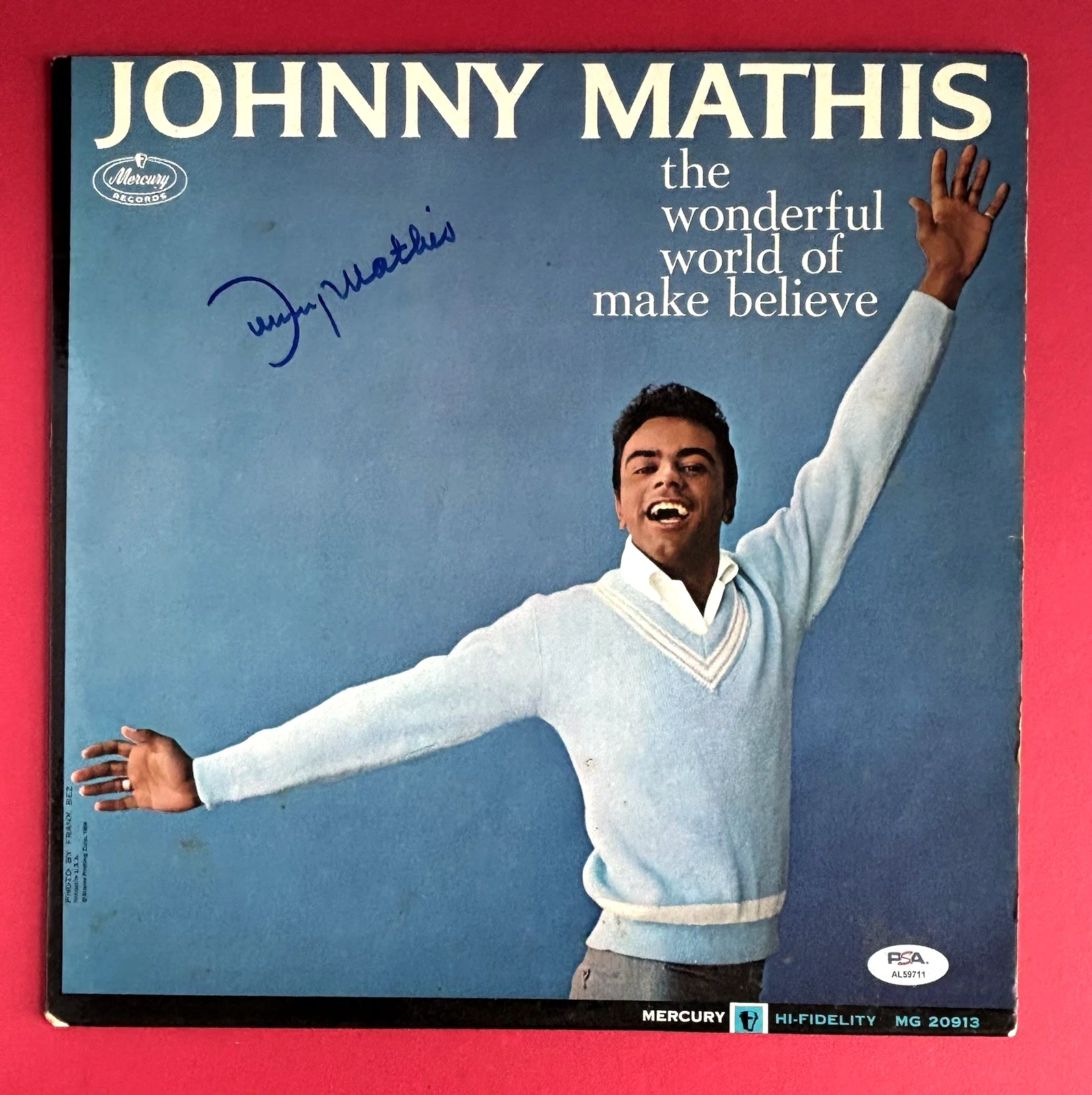 JOHNNY MATHIS Signed WONDERFUL WORLD OF BELIEVE Vinyl Record Album PSA DNA COA, изображение 2