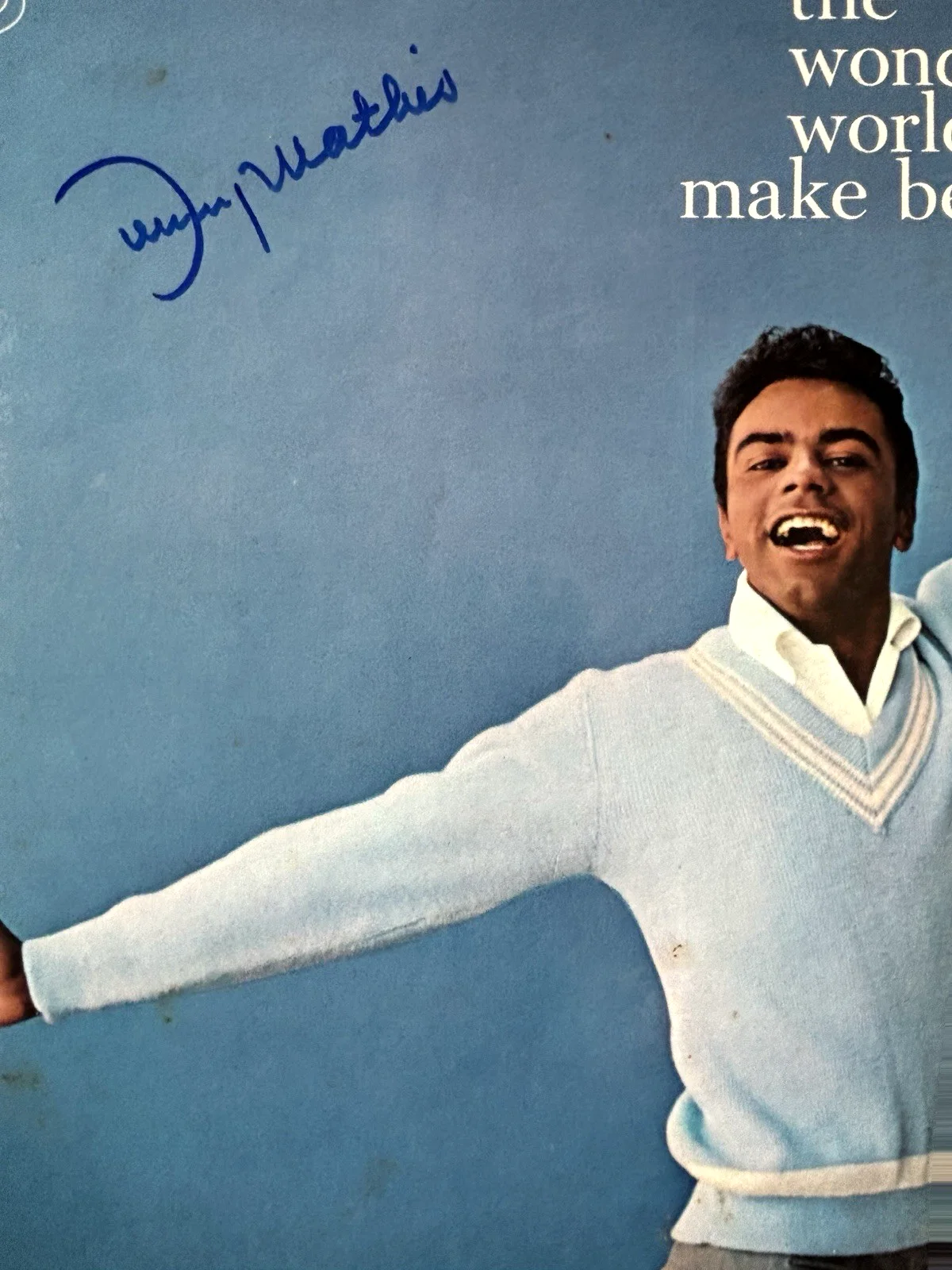 JOHNNY MATHIS Signed WONDERFUL WORLD OF BELIEVE Vinyl Record Album PSA DNA COA, изображение 3