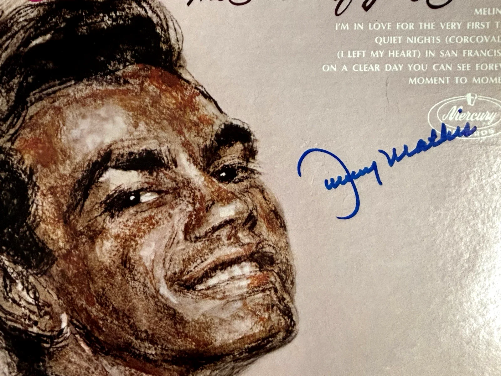 JOHNNY MATHIS Signed THE SHADOW OF YOUR SMILE Vinyl LP Record Album PSA DNA COA, изображение 3