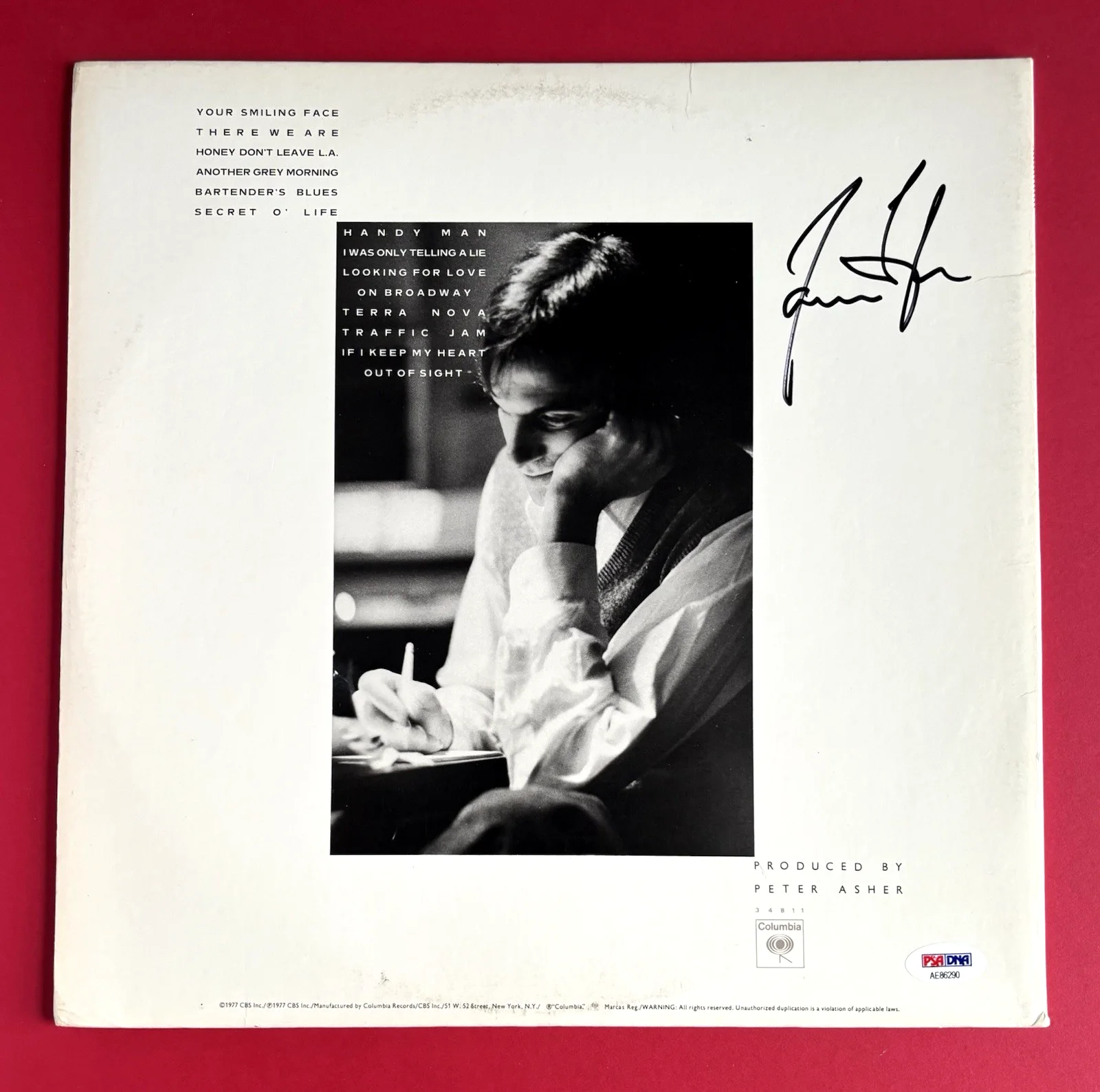 JAMES TAYLOR Signed JT Vinyl Record PSA DNA COA Sweet Baby James, изображение 2