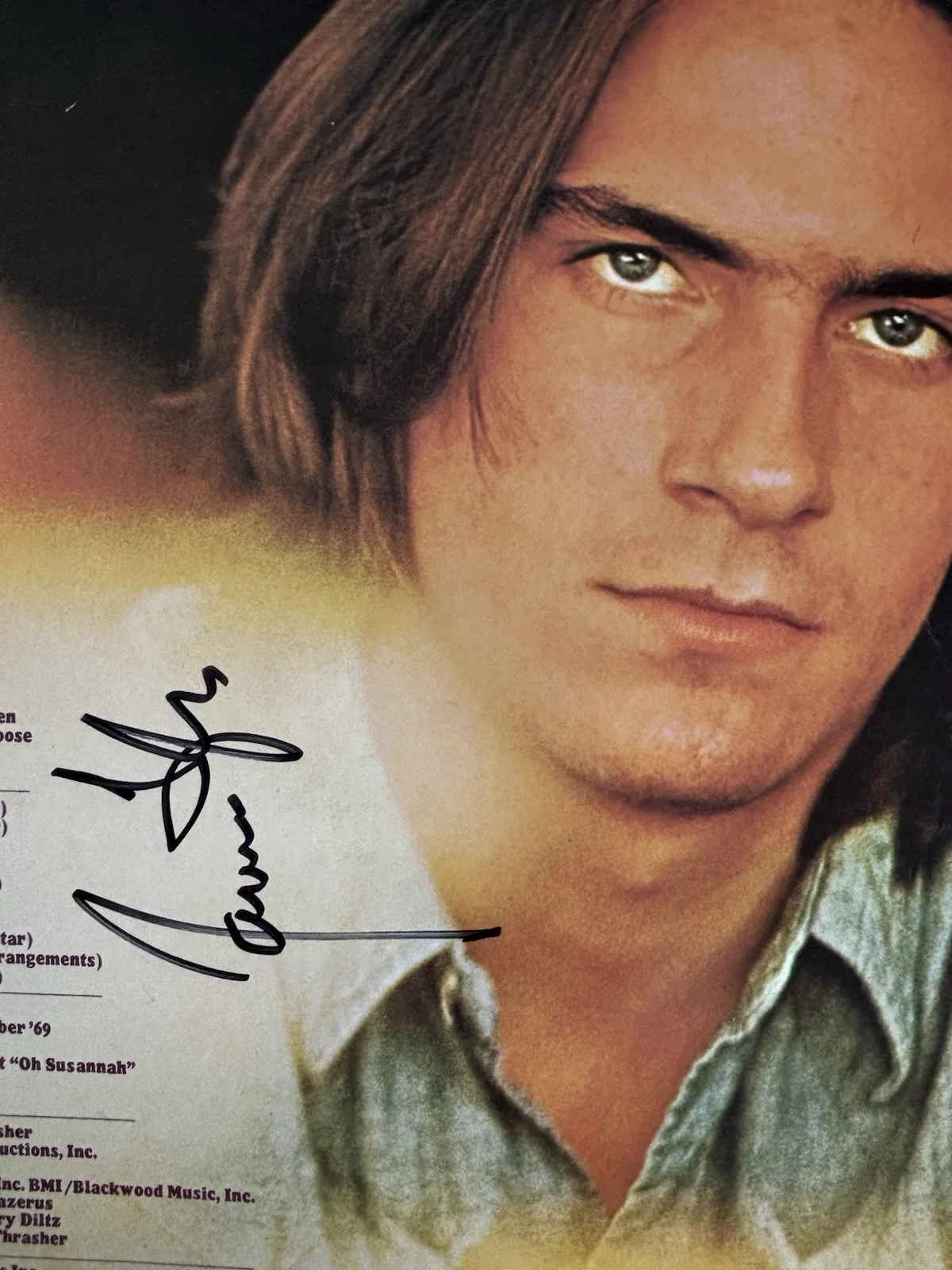 JAMES TAYLOR Signed SWEET BABY JAMES Vinyl Record PSA DNA COA, изображение 3