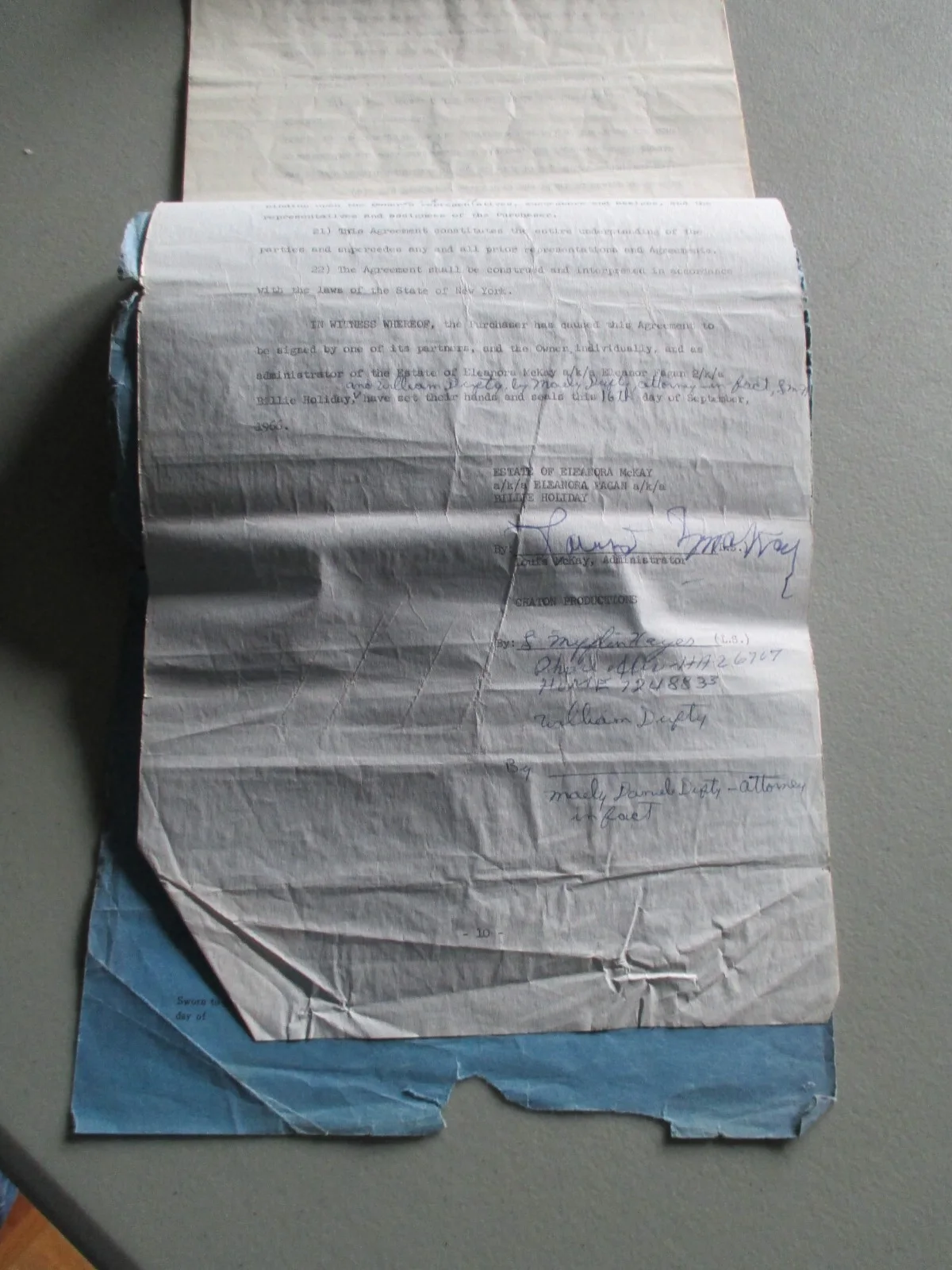 Billie Holiday "Lady Sings the Blues" Movie/Music Contract Sold $1,000 by Estate, изображение 4