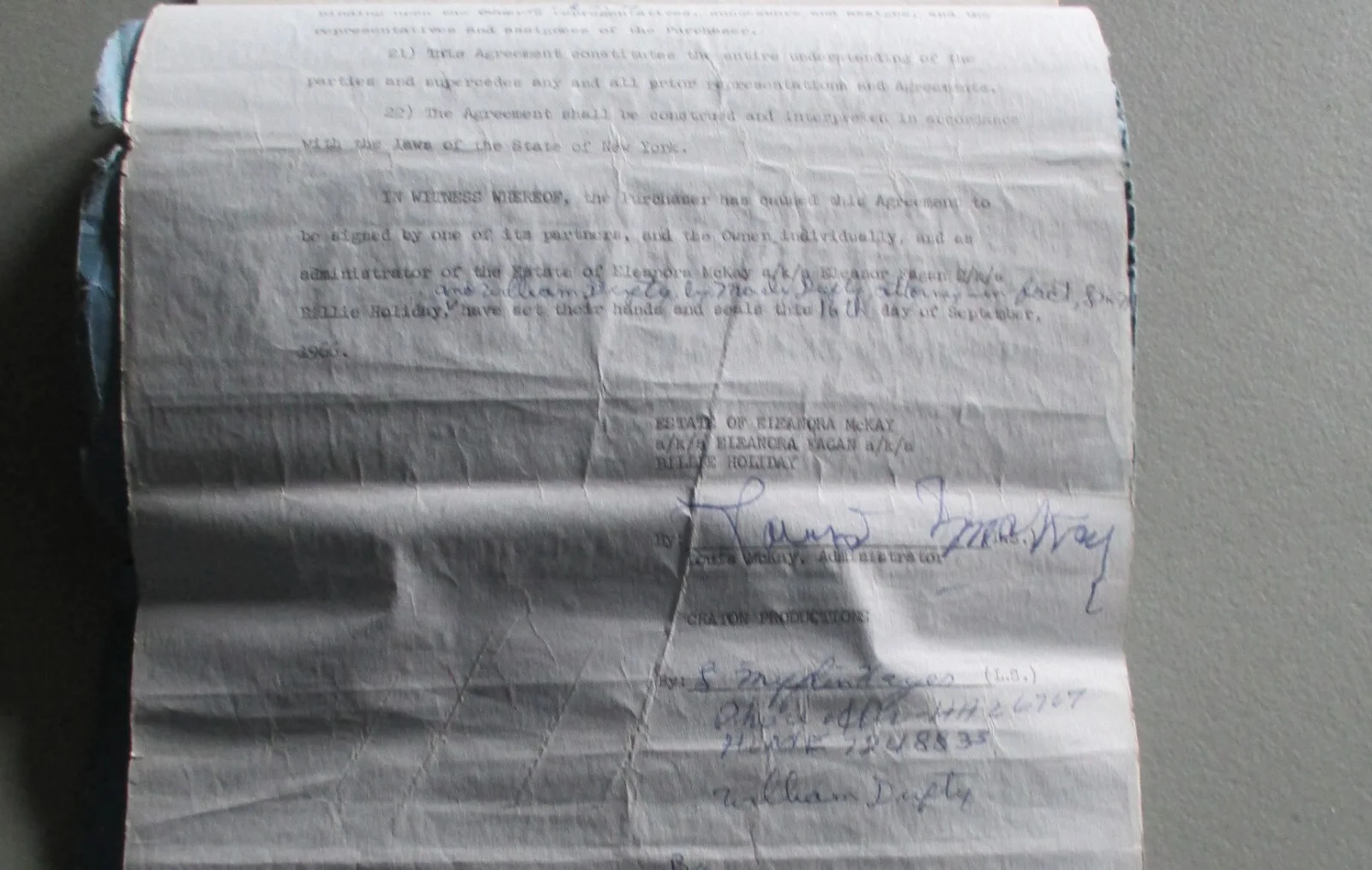 Billie Holiday "Lady Sings the Blues" Movie/Music Contract Sold $1,000 by Estate, изображение 5