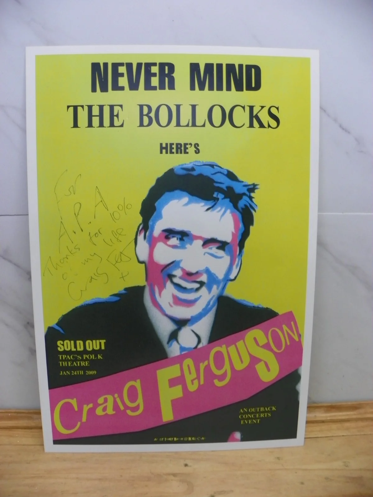 Craig Ferguson — 2009 SIGNED POSTER NEVER MIND THE BOLLOCKS (SEX PISTOLS) HERE'S CRAIG FERGUSON