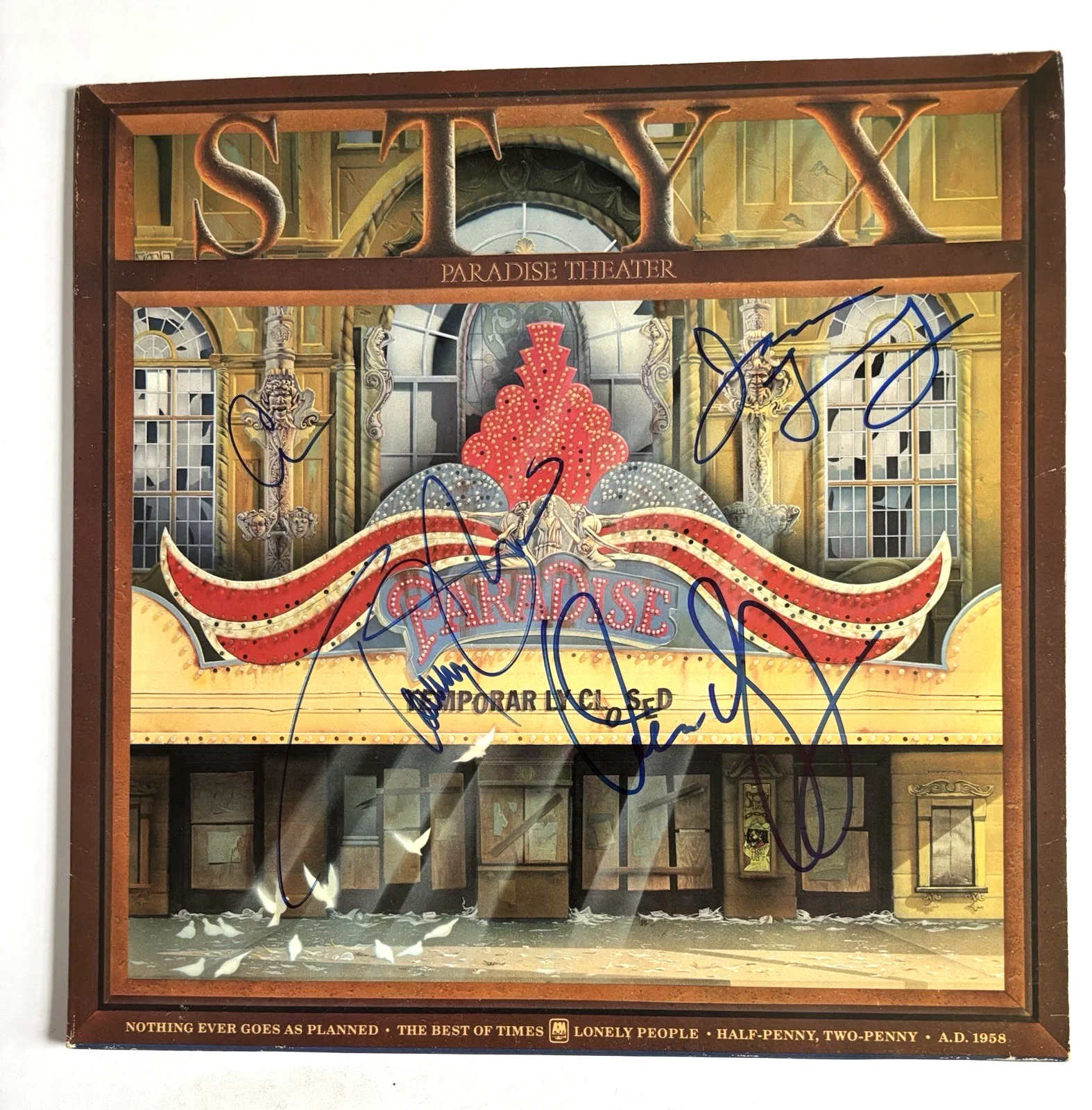 STYX Signed PARADISE Vinyl RECORD x4 JSA COA DENNIS DeYOUNG Tommy Shaw JY Chuck, изображение 2