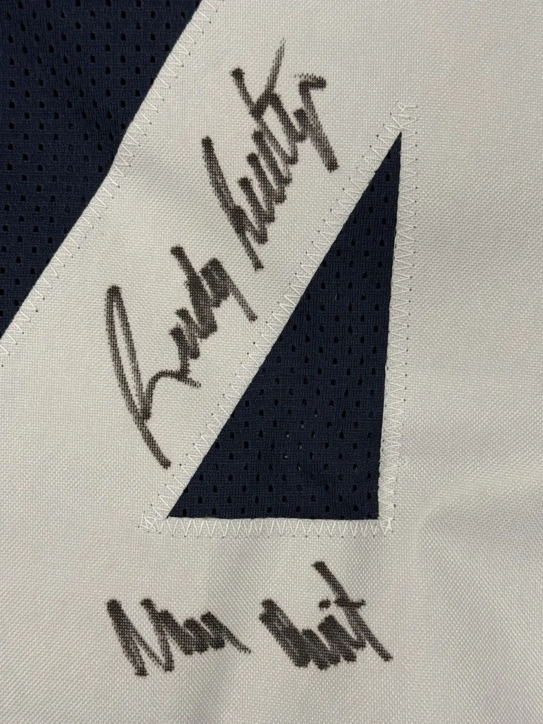 Rudy Ruettiger — Rudy Ruettiger Signed Autographed Custom Football Jersey "Never Quit" JSA, изображение 2