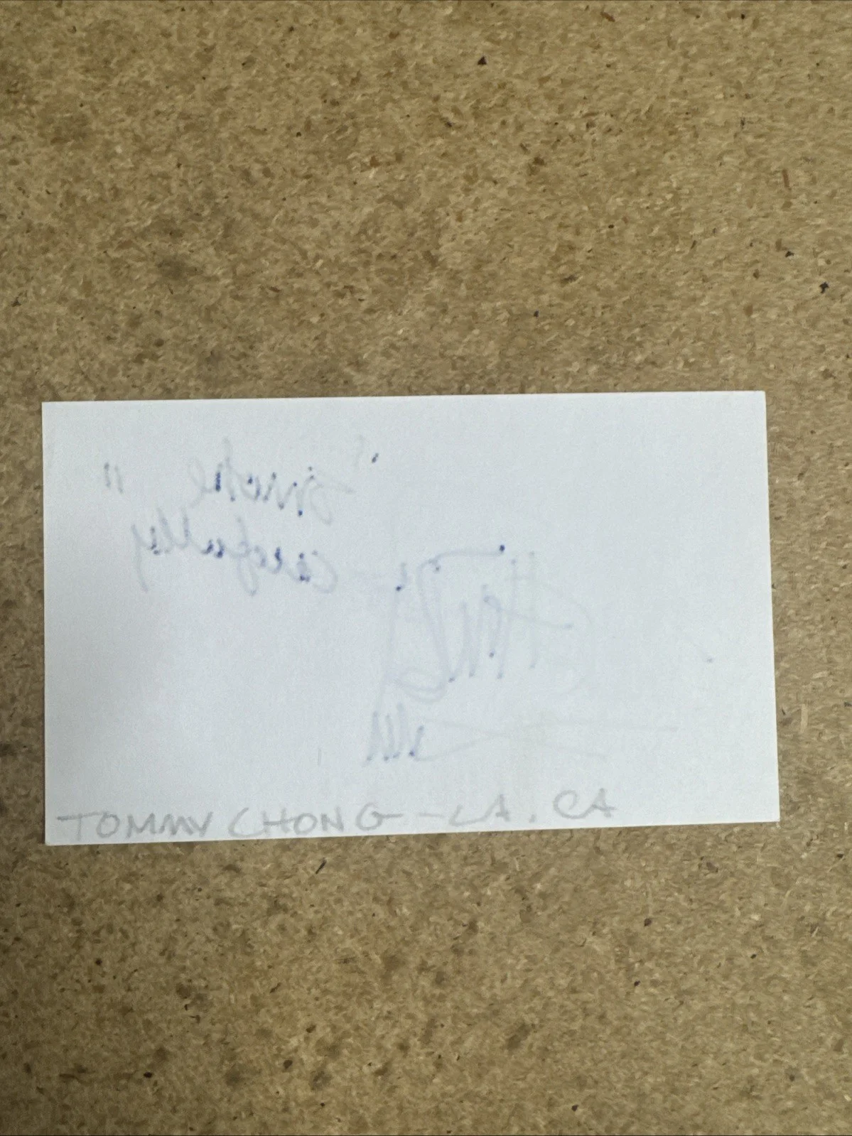 SIGNED AUTOGRAPHED Tommy Chong 3 X 5 INDEX CARD, image 2
