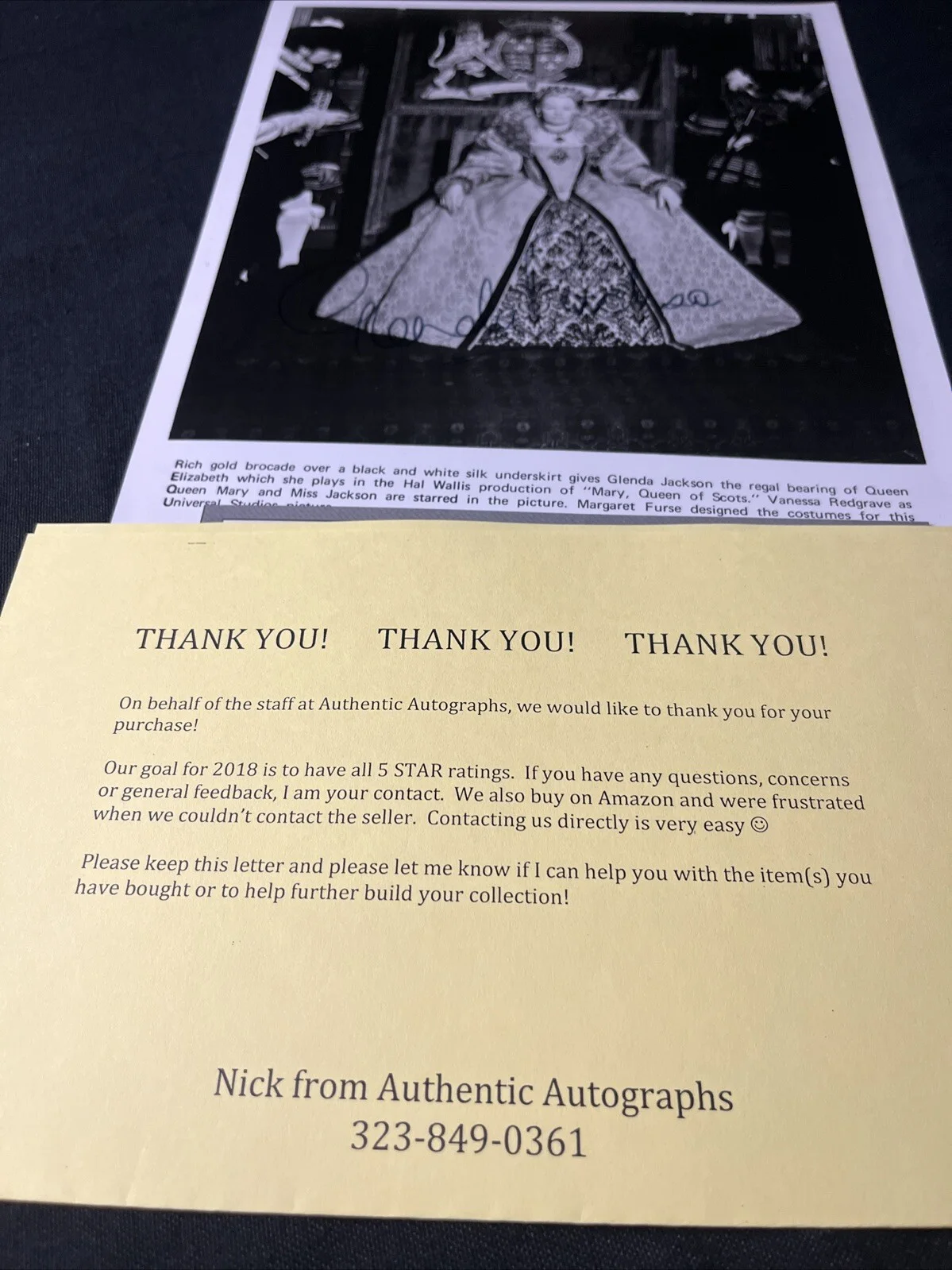 Glenda Jackson — Glenda Jackson Mary Queen Of Scots Signed Autograph 8x10 COA Rare, image 4