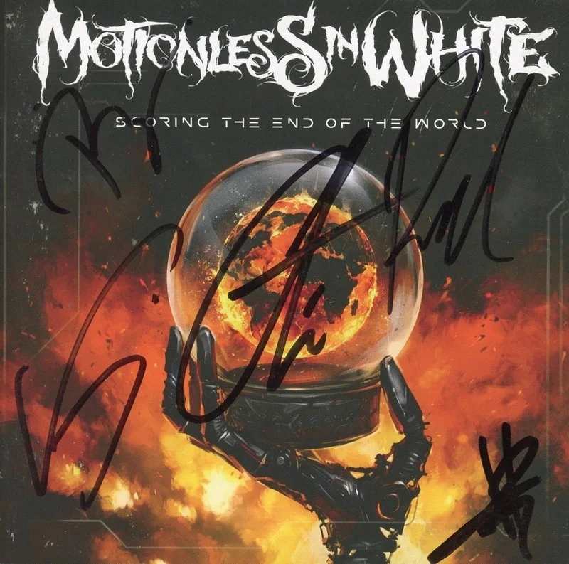 MOTIONLESS IN WHITE SIGNED SCORING THE END OF THE WORLD FRAMED CD AUTOGRAPH COA, изображение 2