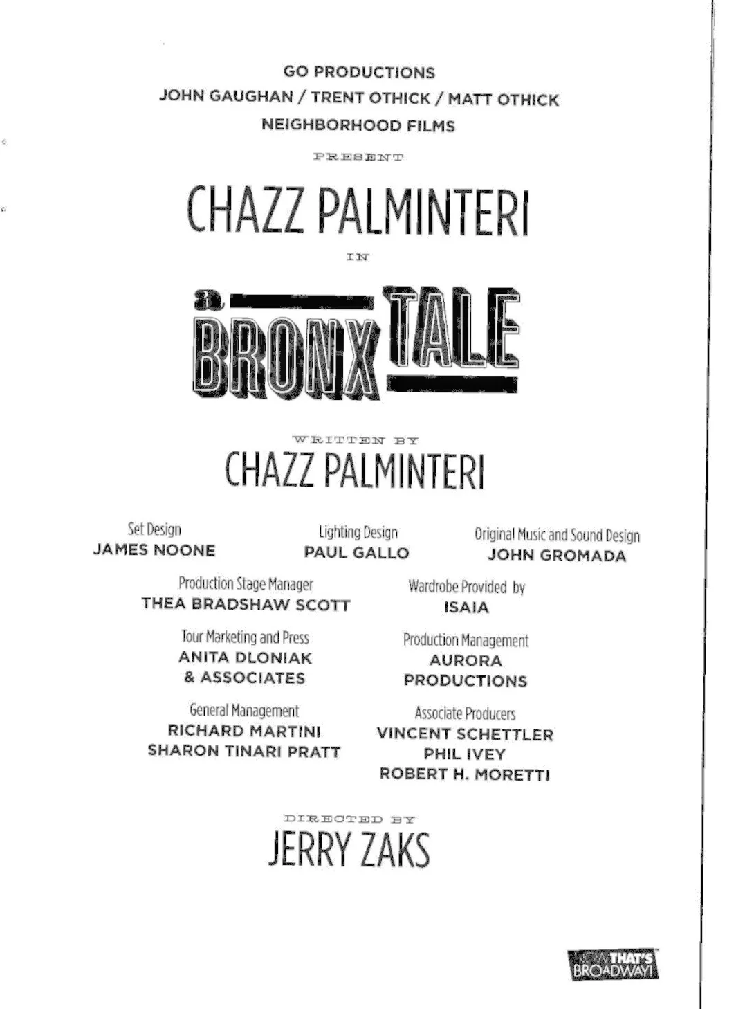 A Bronx Tale Signed Window Card Chazz Palminteri + Venetian Las Vegas Playbill, image 4