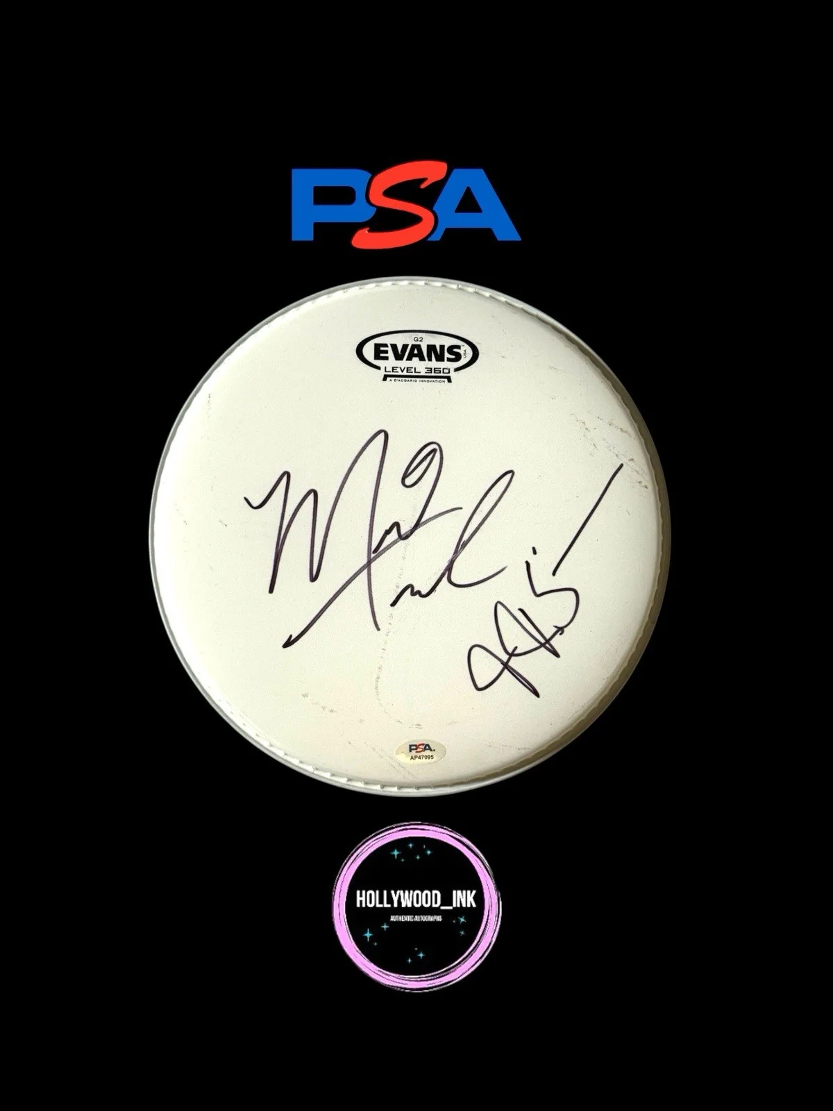 Miles Teller — MILES TELLER & J.K SIMMONS SIGNED AUTOGRAPH WHIPLASH DRUMHEAD PSA AP47095