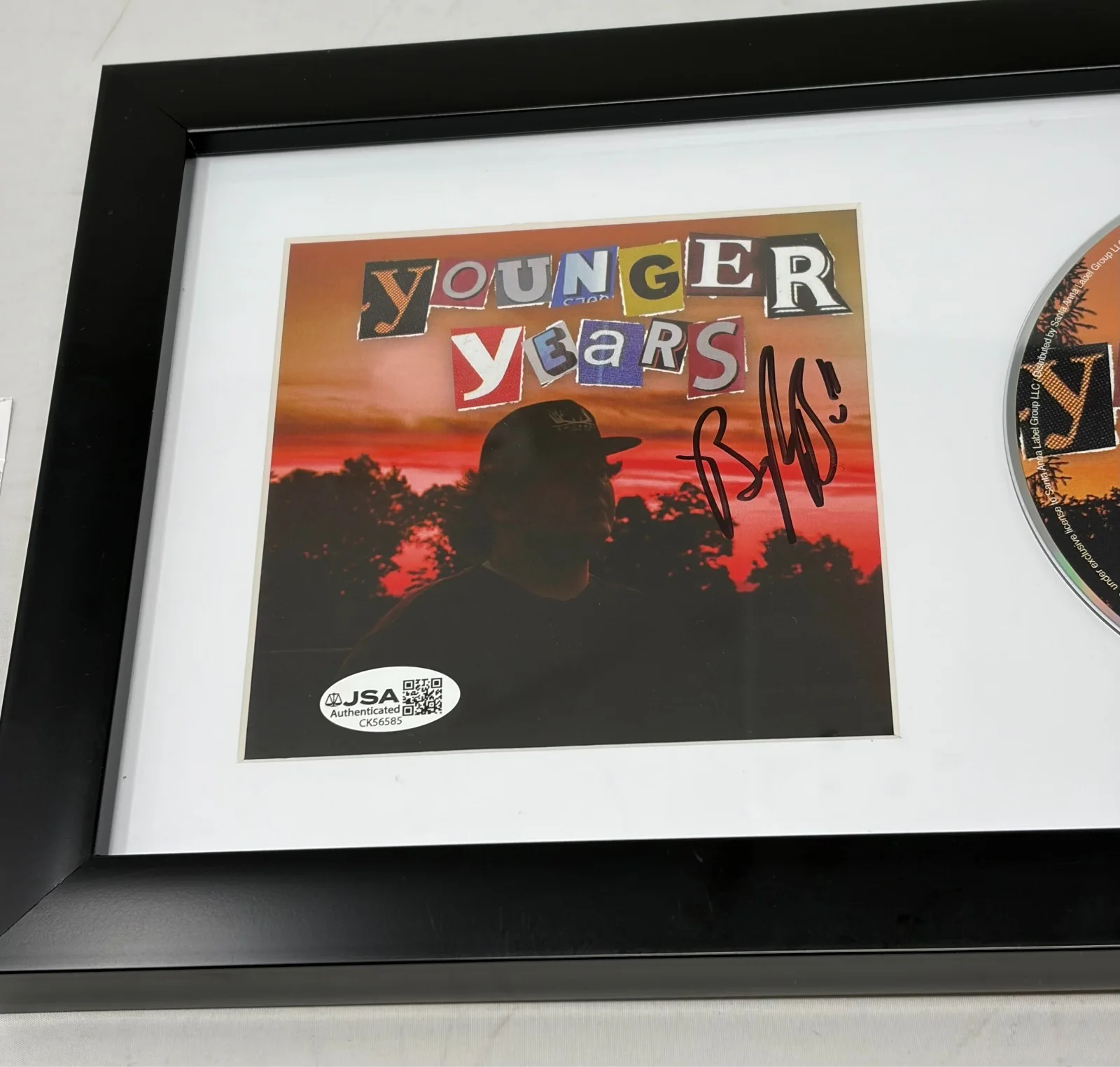 Bayker Blankenship signed Younger Years CD Cover Framed JSA COA, image 2