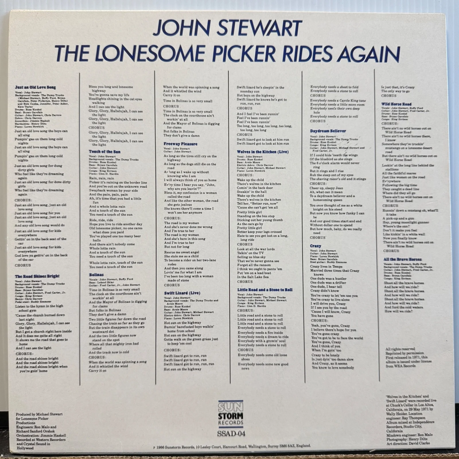 JOHN STEWART "The Lonesome Picker Rides Again" - AUTOGRAPHED - UK VINYL LP NM!, изображение 3