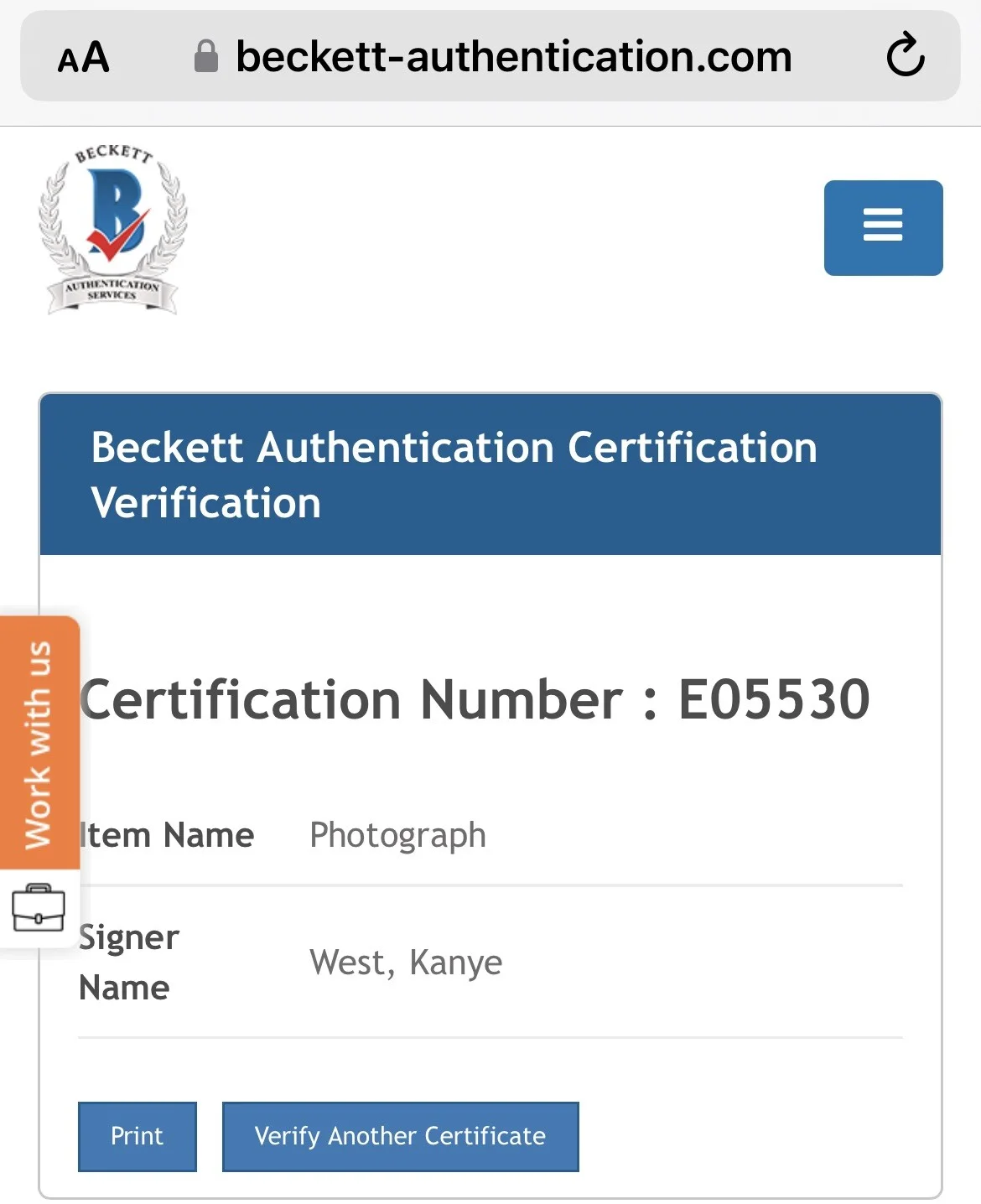 KANYE WEST SIGNED 11X14 PHOTO BECKETT COA E055230 YEEZY HEARTLESS GOLD DIGGER, image 4