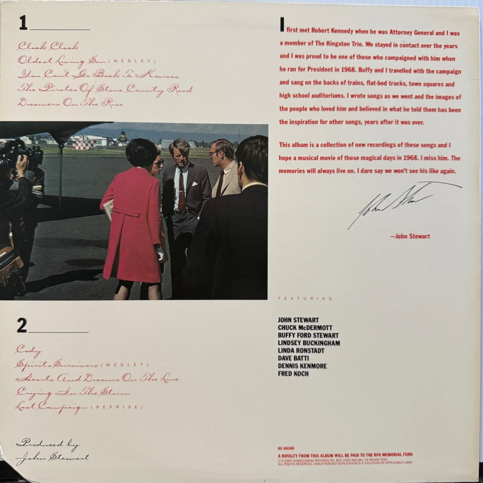 JOHN STEWART "The Last Campaign" - AUTOGRAPHED - usa VINYL LP with inner sleeve, image 3