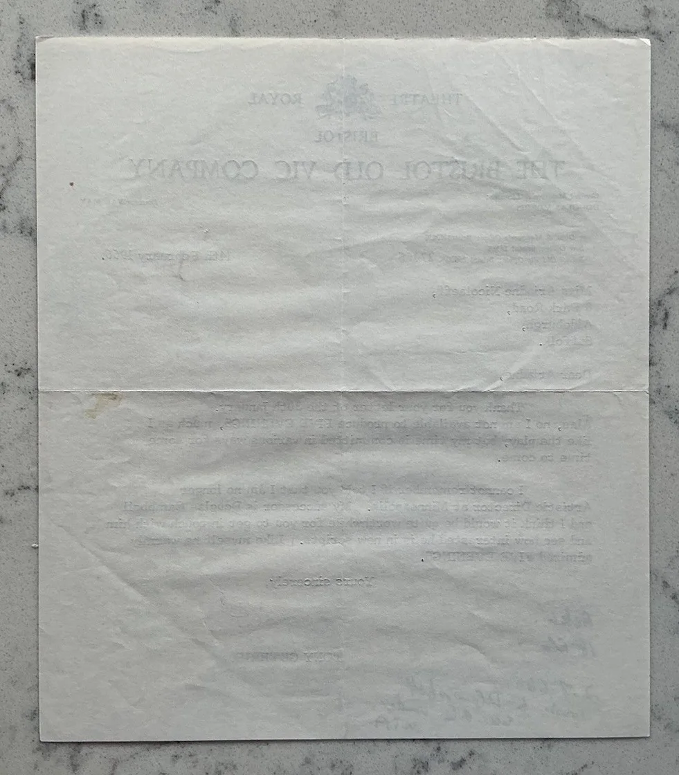 TONY TYRONE GUTHRIE THEATRE DIRECTOR SIGNED TLS AUTOGRAPHED LETTER 1966 BRISTOL, изображение 3