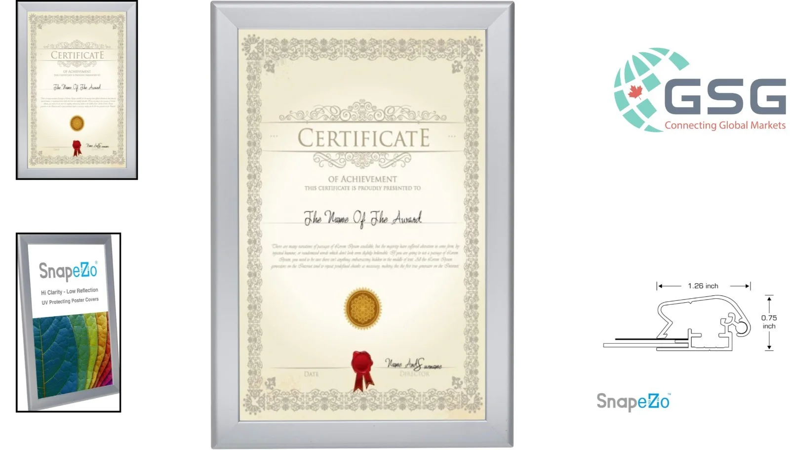 Not Authenticated — 11X17 SILVER ALUMINUM SNAP FRAME FOR PROFESSIONAL DISPLAY, image 2
