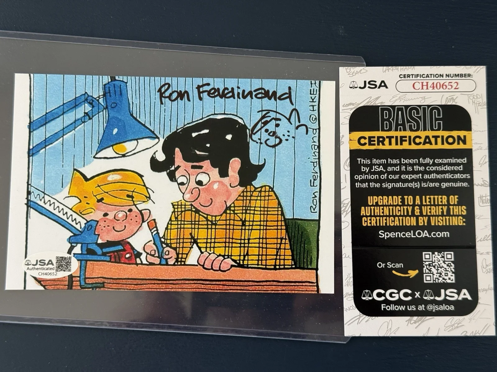 Ron Ferdinand — Ron Ferdinand Signed 4x6 Photo Dennis The Menace Sketch JSA COA Autograph