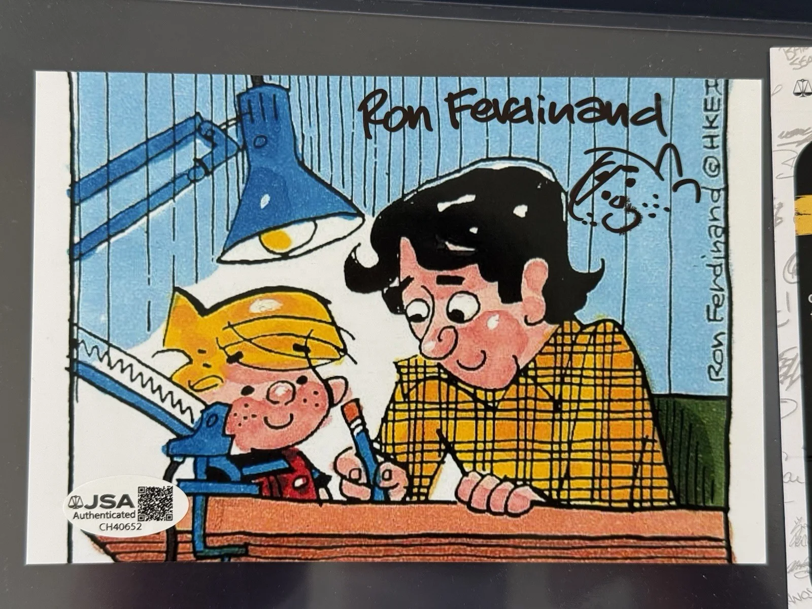 Ron Ferdinand — Ron Ferdinand Signed 4x6 Photo Dennis The Menace Sketch JSA COA Autograph, изображение 2