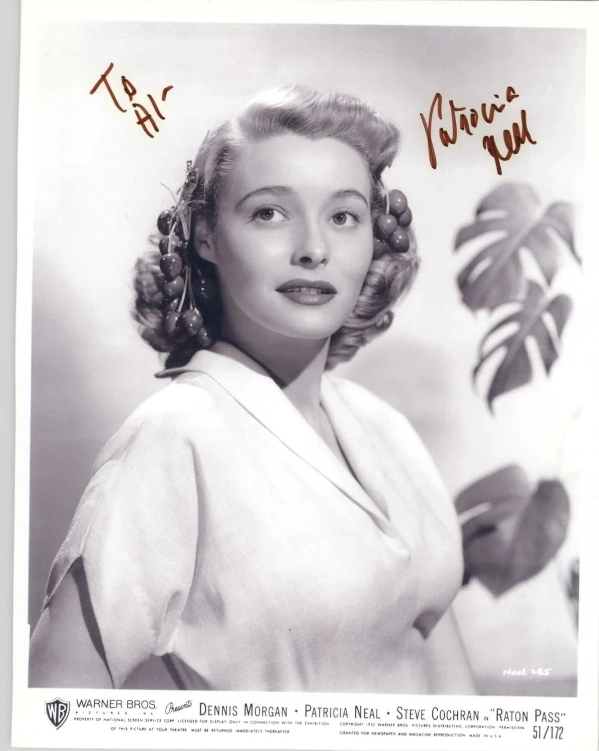 Patricia Neal — Patricia Neal (d. 2010) Signed Autographed Vintage Glossy 8x10 Photo "To Al"