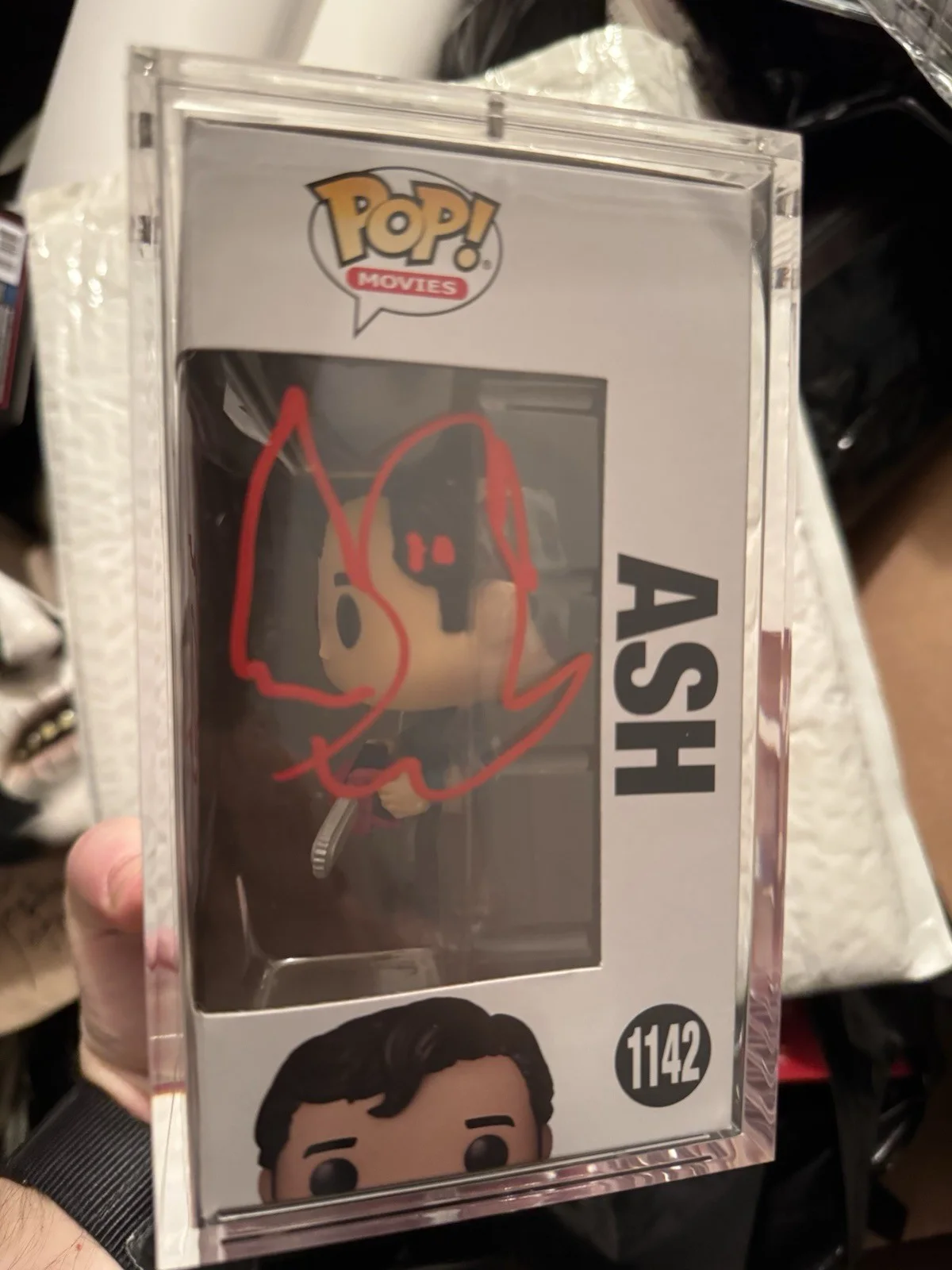 Sam Raimi — SAM RAIMI SIGNED & SKETCHED FUNKO POP 1142 EVIL DEAD ASH AUTOGRAPHED - RARE!, image 2