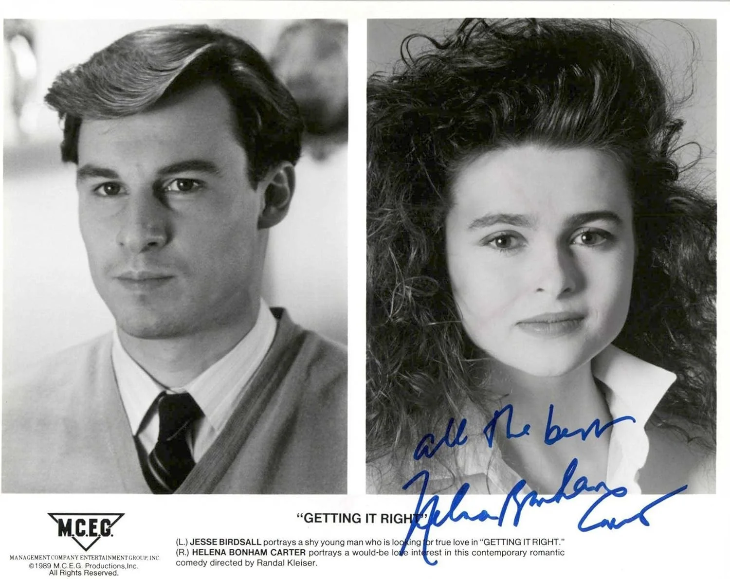 Helena Bonham Carter — Helena Bonham Carter Signed Autographed "Getting It Right" Glossy 8x10 Photo