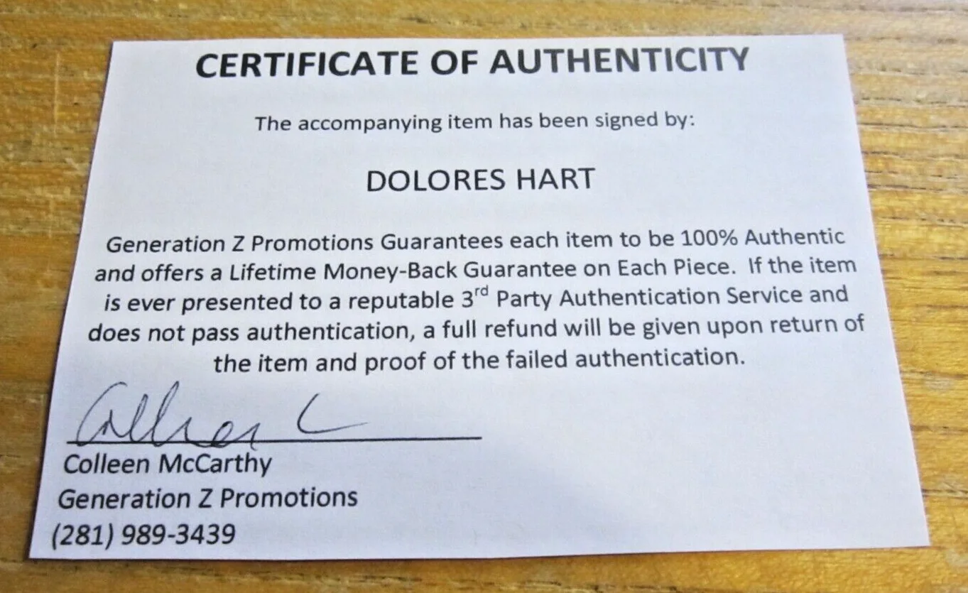 Dolores Hart — Dolores Hart Actress Autographed Signed 4X6.5 Notecard "Loving You", изображение 3