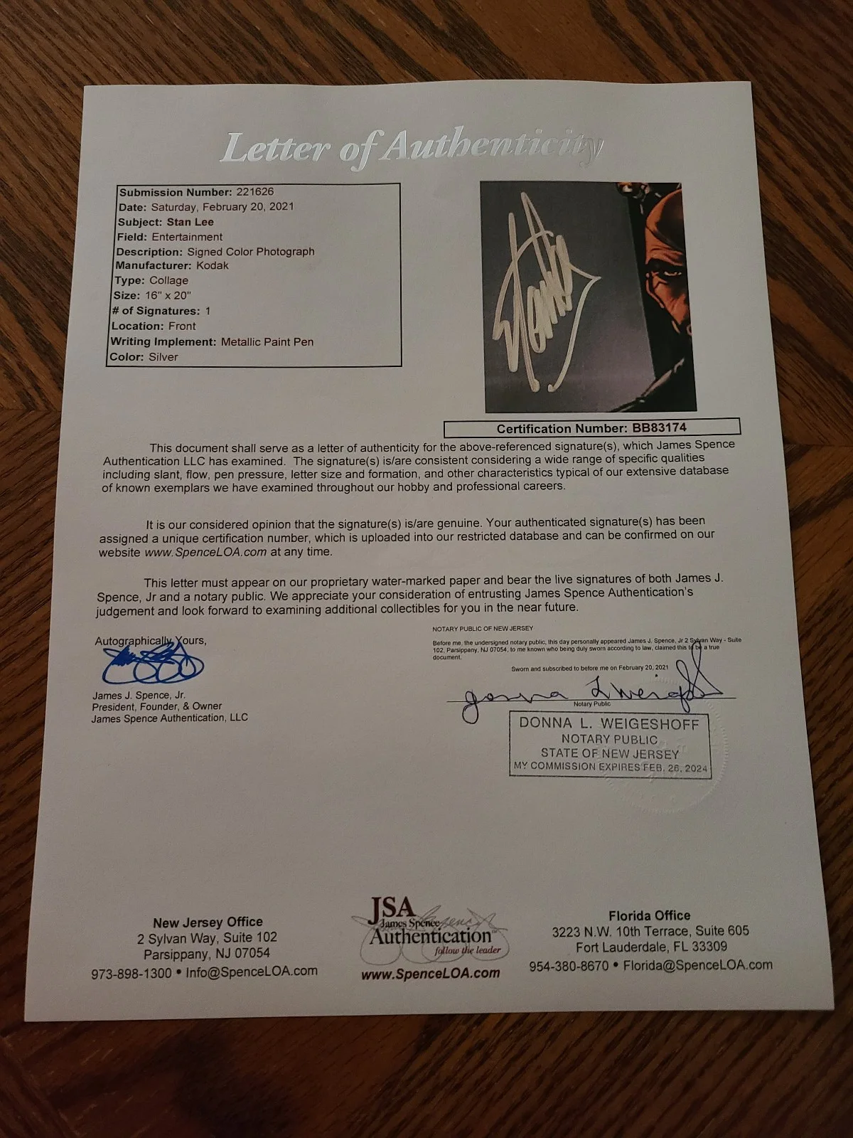 Stan Lee — Stan Lee Signed 16x20 - Avengers X-Men (JSA COA - Full Letter), image 3