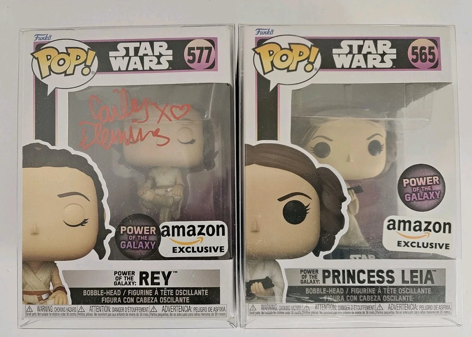 Cailey Fleming — Funko REY Power Of The Galaxy Star Wars Cailey Fleming signed JSA + Bonus Leia