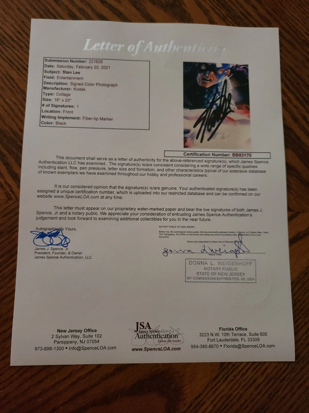 Stan Lee — Stan Lee Signed 16x20 - Avengers X-Men (JSA COA - Full Letter), image 3