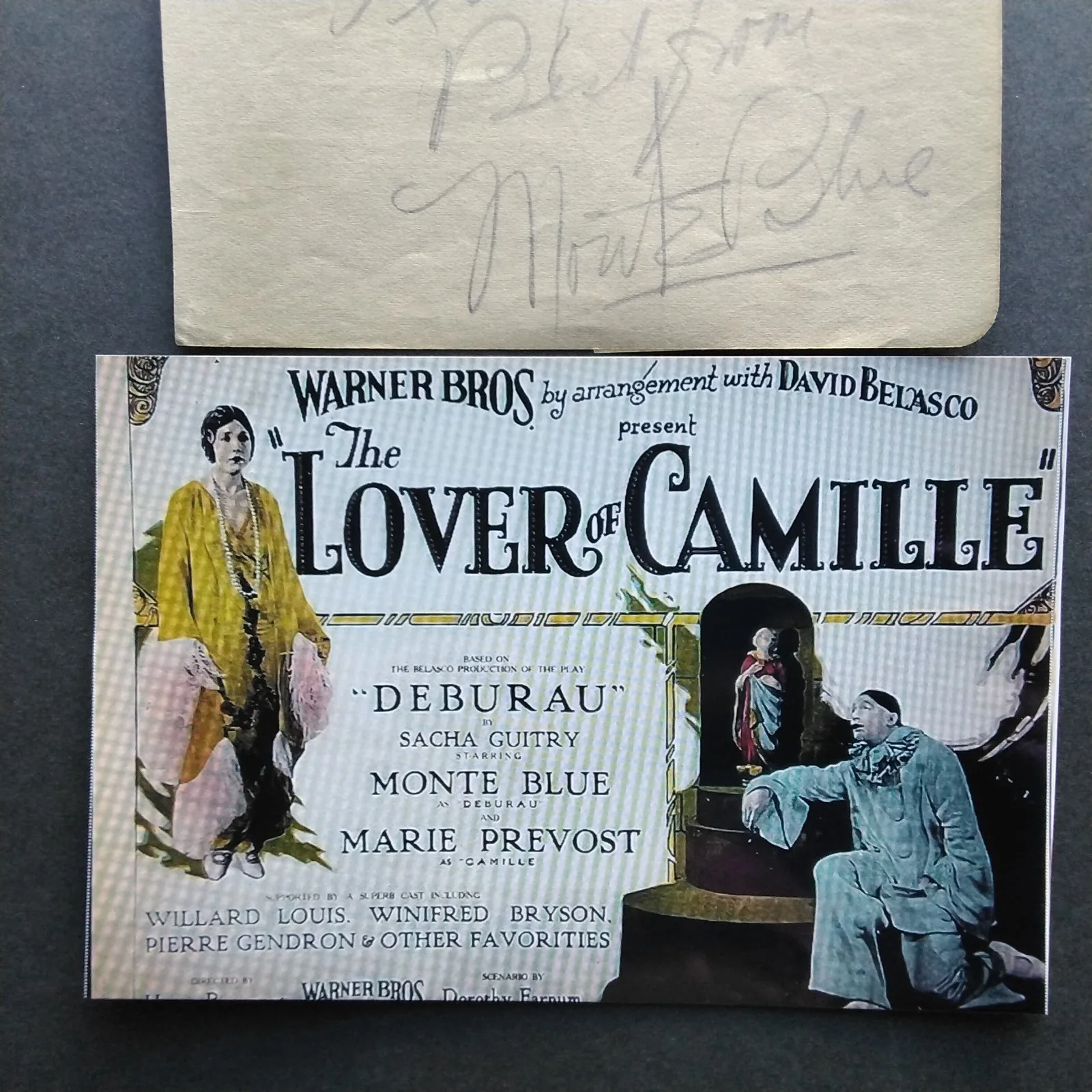 Monte Blue SIGNED Paper Pic Silent Film Actor Orphans of Storm Affairs of Anatol, изображение 2