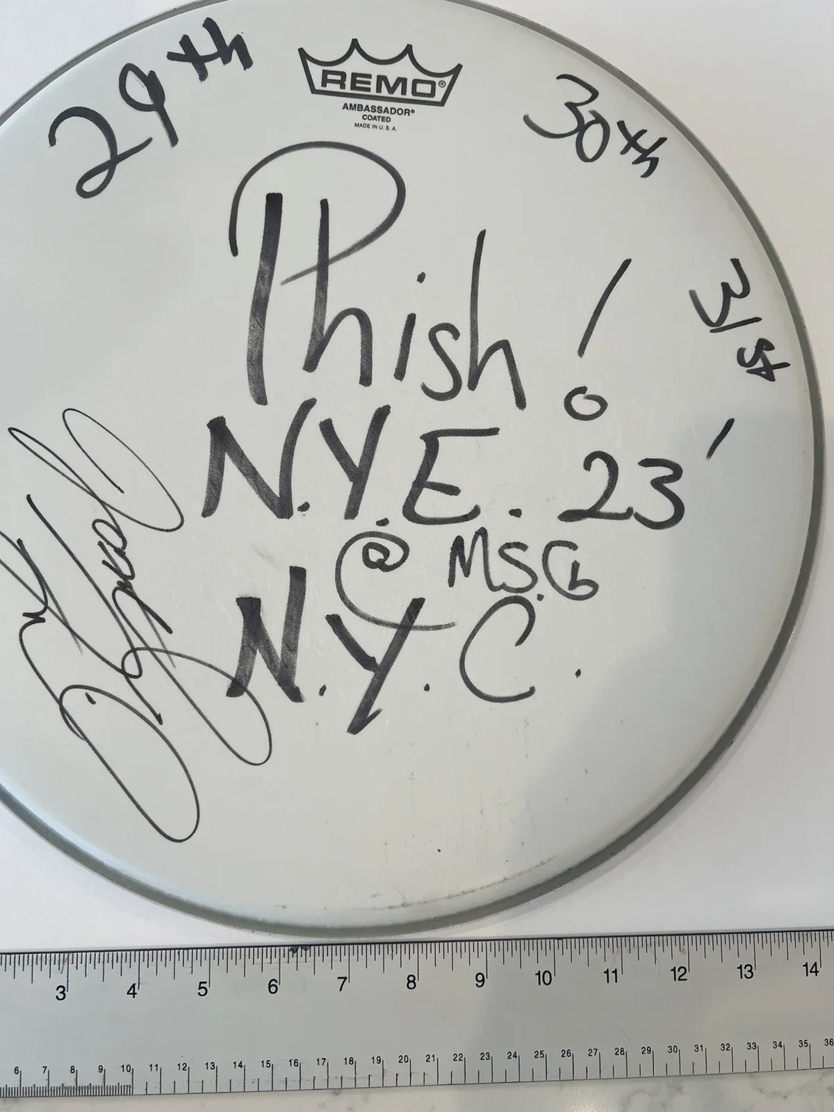 Jon Fishman — Jon Fishman Phish Signed 15” Remo Drumhead - 12/28-31/23 GAMEHENGE SHOW USED!!, изображение 4