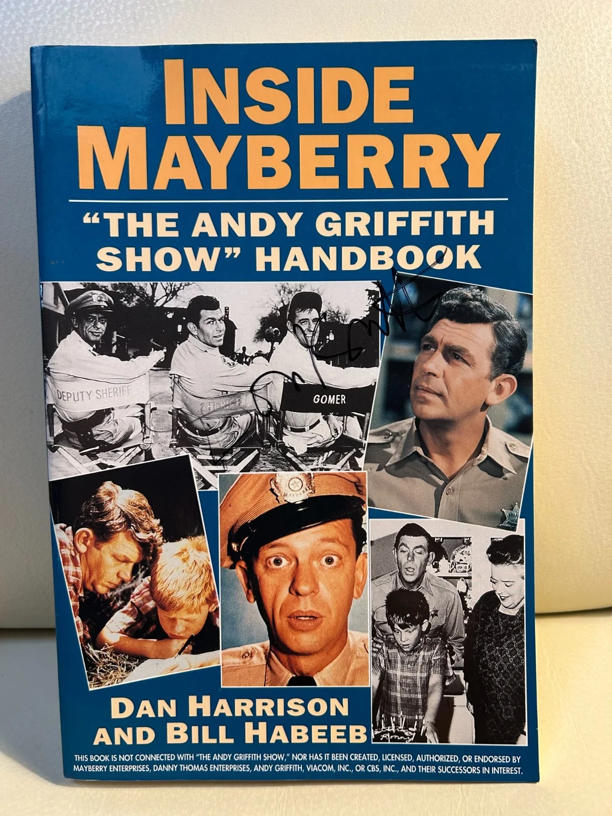Don Knotts — Don Knotts Autograph from TV's Andy Griffith Show book, Inside Mayberry