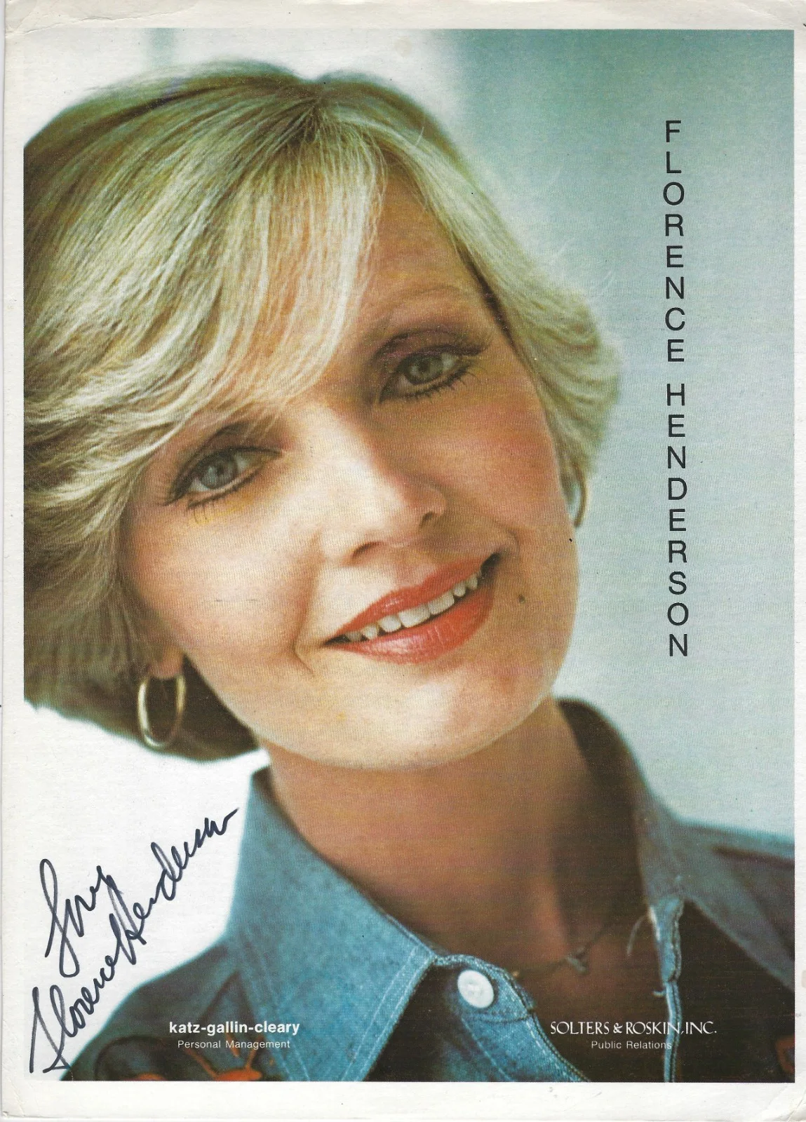 Florence Henderson — Lovely FLORENCE HENDERSON Signed Photo The Brady Bunch
