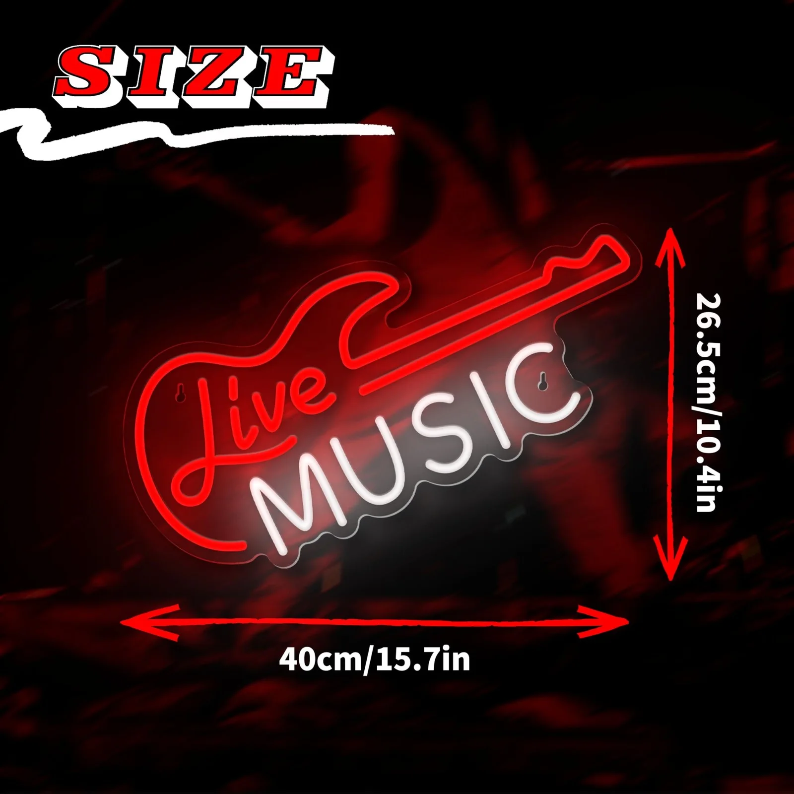 zidoni Guitar Neon Signs Live Music Neon Signs Guitar LED Neon Lights Signs f..., изображение 3