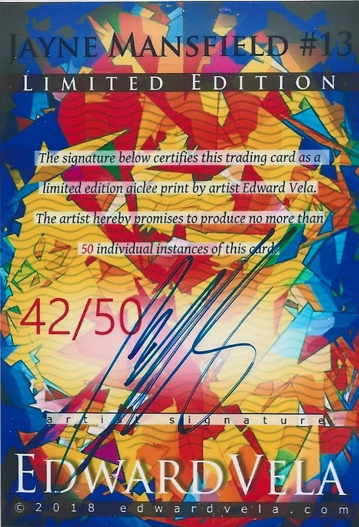Jayne Mansfield #1 Art Card Limited 42/50 Edward Vela Signed, изображение 2