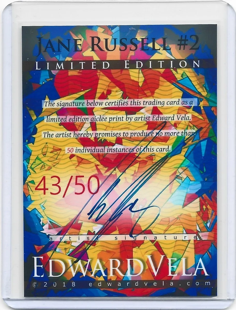 Jane Russell #2 Art Card Limited 43/50 Edward Vela Signed, изображение 2