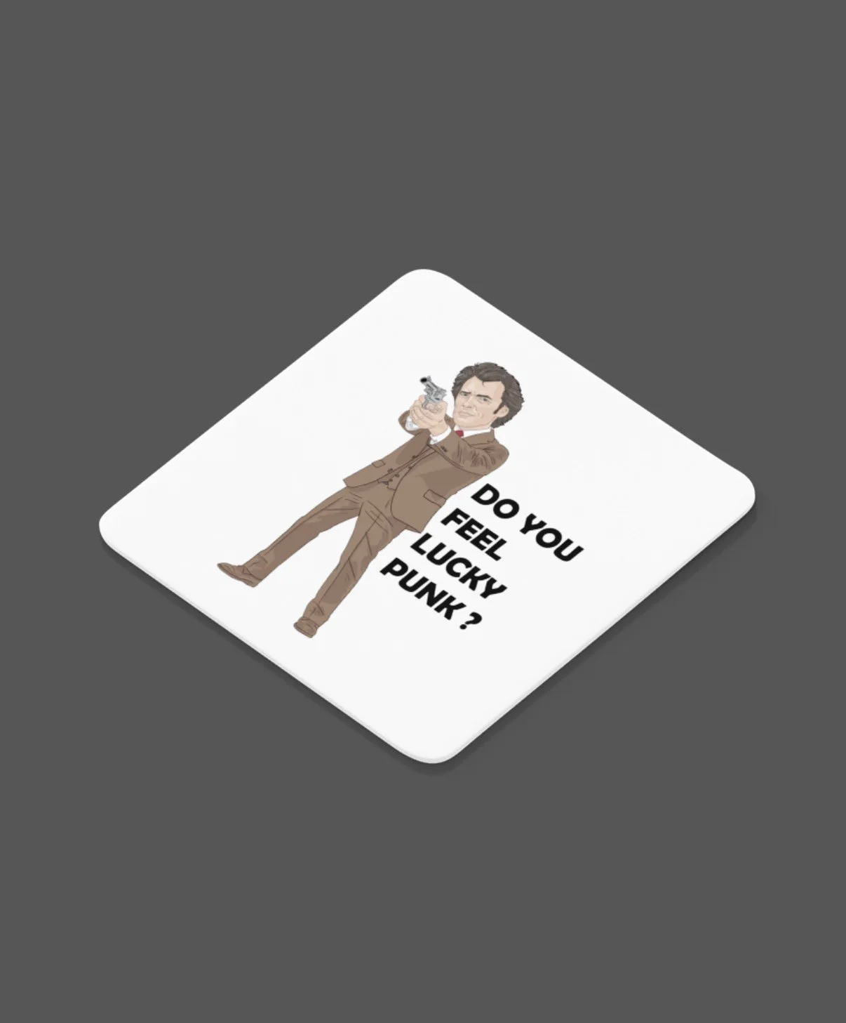 Clint Eastwood Dirty Harry Movie theme Cartoon Graphic White Gift MDF Coaster, изображение 2