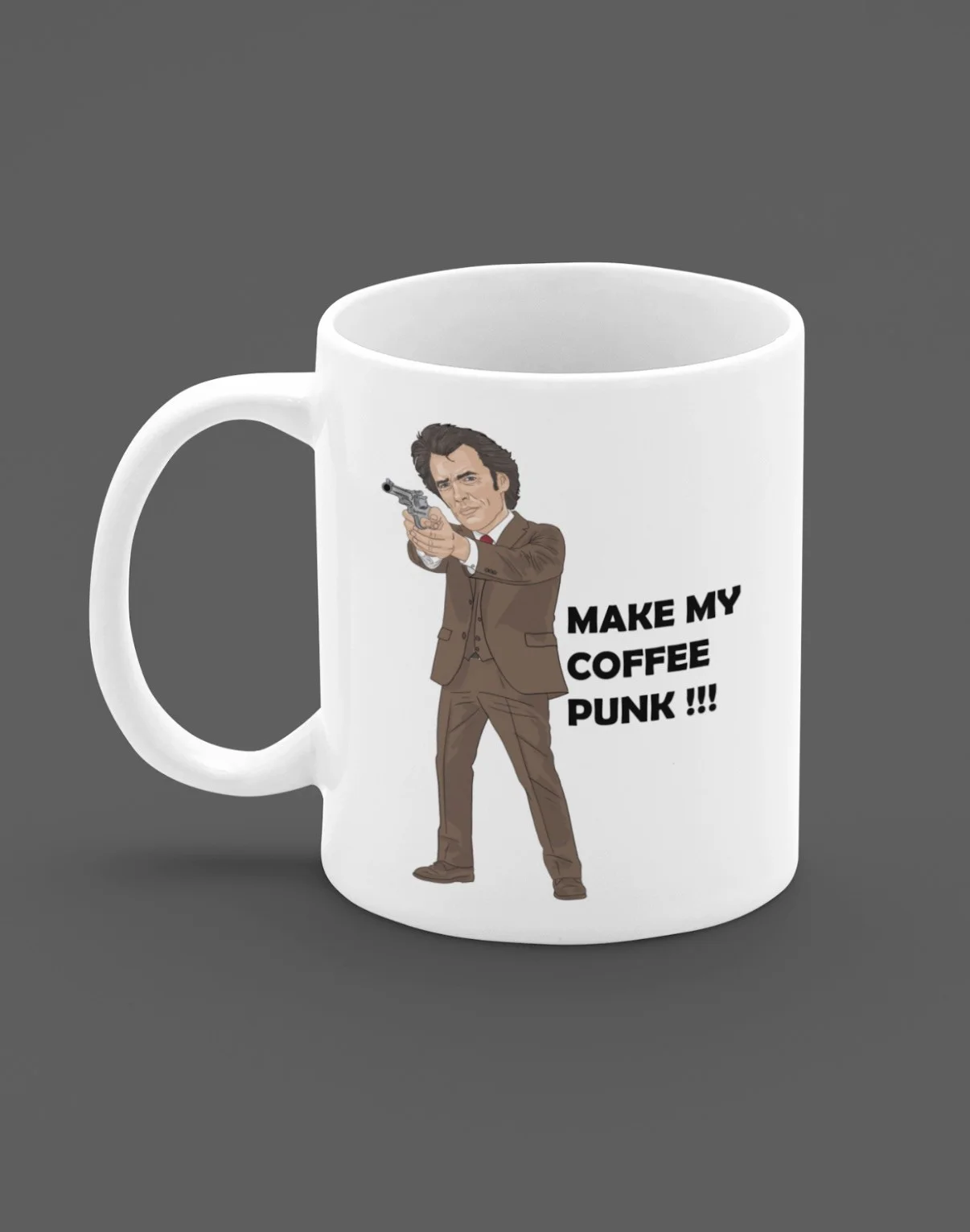 Clint Eastwood Dirty Harry Movie theme Cartoon Graphic White Coffee , Tea Mug, изображение 2