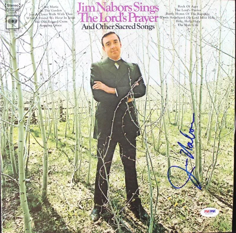 JIM NABORS — Jim Nabors The Lords Prayer Signed Album Cover W/ Vinyl PSA/DNA #V16060