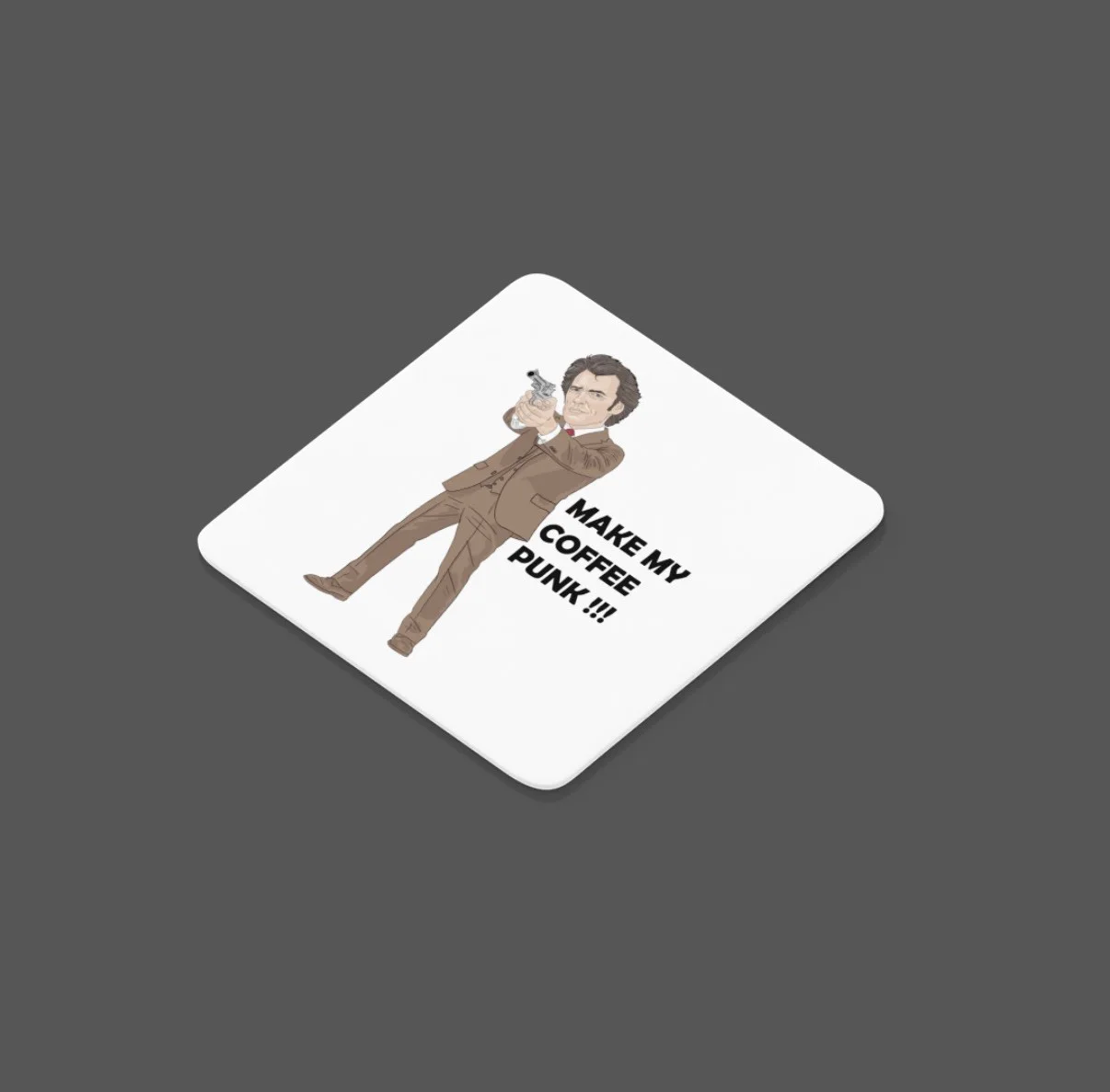 Clint Eastwood Dirty Harry Movie theme Cartoon Graphic White Gift MDF Coaster, изображение 2