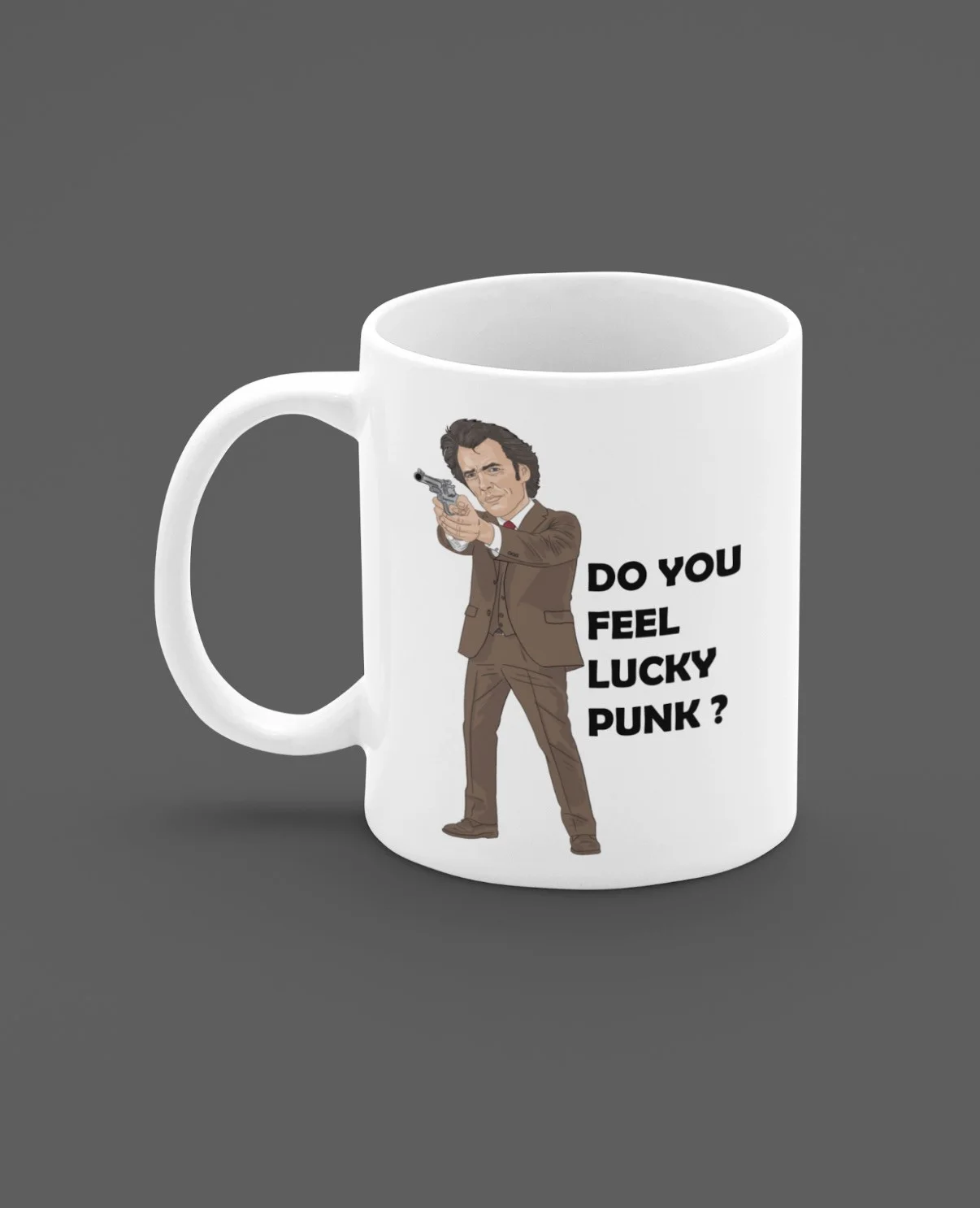 Clint Eastwood Dirty Harry Movie theme Cartoon Graphic White Coffee , Tea Mug, изображение 2