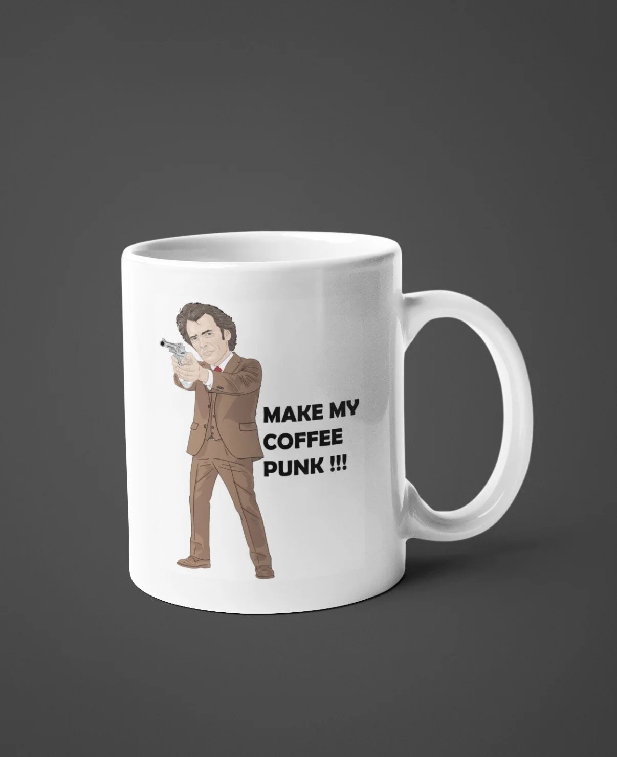 Clint Eastwood Dirty Harry Movie theme Cartoon Graphic White Coffee , Tea Mug, изображение 2
