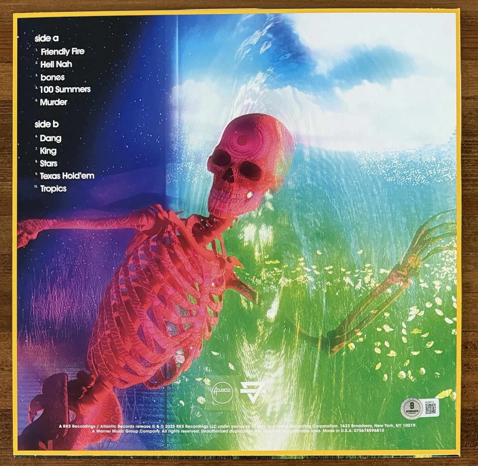 Rainbow Kitten Surprise — Rainbow Kitten Surprise SIGNED Bones Clear Blue Vinyl Beckett BAS COA Autograph, image 4