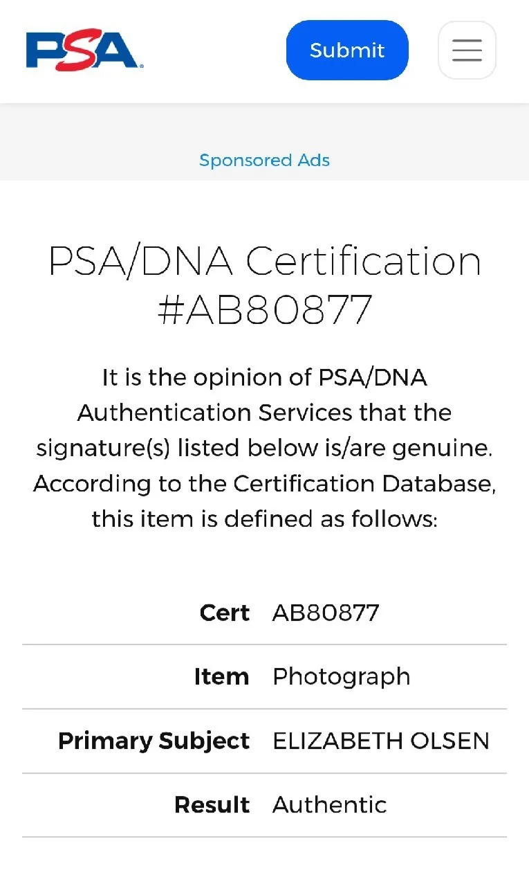 elizabeth olsen — Elizabeth Olsen Autographed Signed 8x10 Photo Certified Authentic PSA/DNA COA, изображение 2