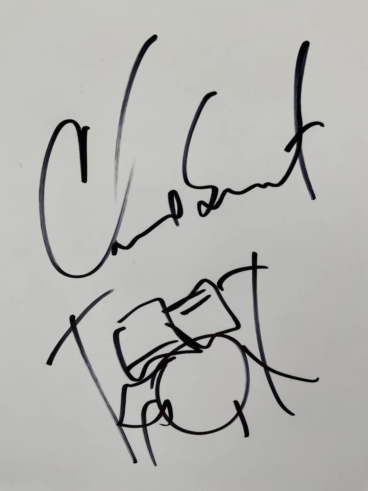 Chad Smith — Chad Smith signed sketch BAS RHCP Drummer Sketch Red Hot Chili Peppers autograph, изображение 2