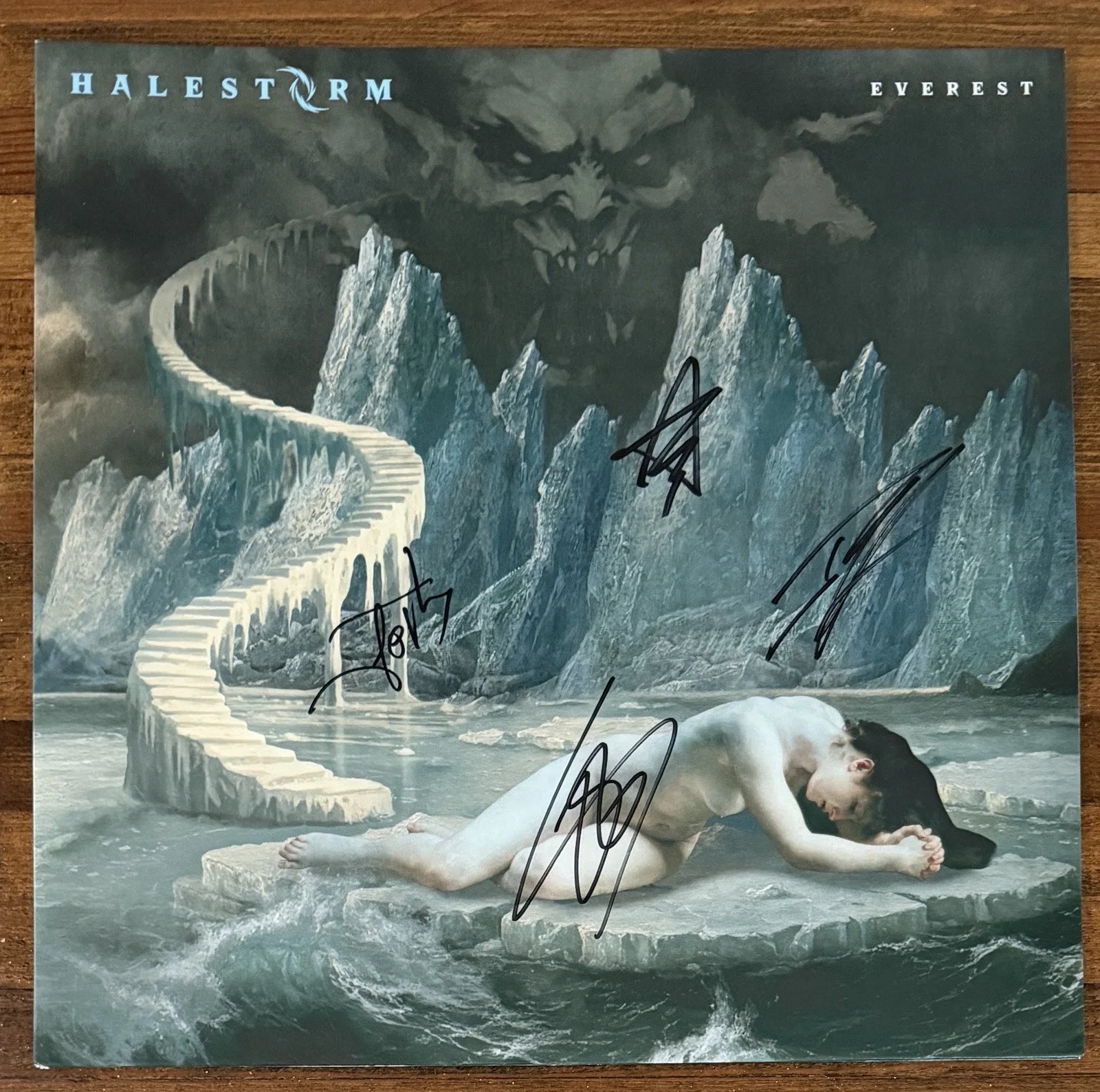 Halestorm FULL BAND SIGNED Everest Pink Vinyl LP Cover BAS Beckett COA AUTOGRAPH, изображение 4