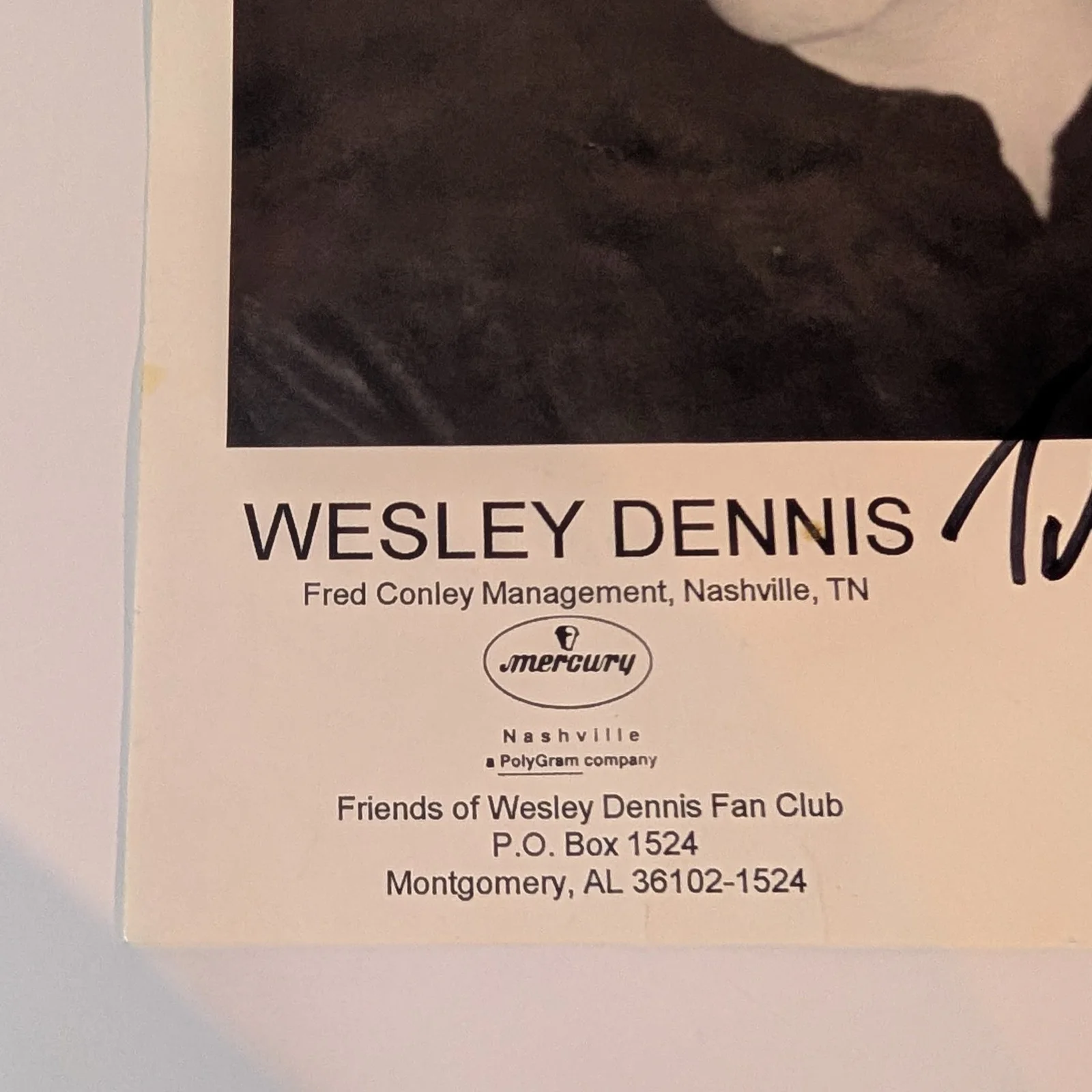 Wesley Dennis Autographed Photo, Official Fan Club Nashville TN, Clanton, AL, US, изображение 3