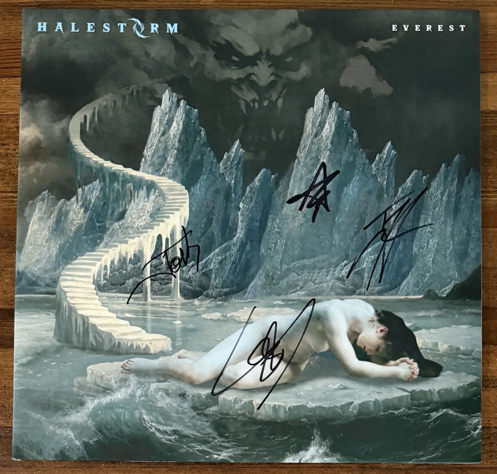 Halestorm ENTIRE BAND SIGNED Everest Pink Vinyl LP Cover BAS Beckett COA AUTO, изображение 3