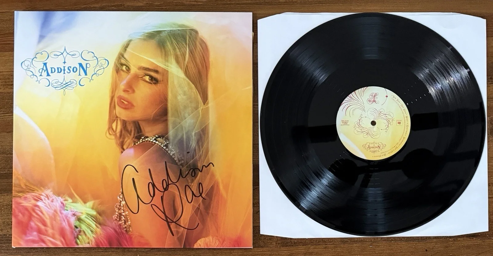 SIGNED Addison Rae Addison AUTOGRAPH Cover Jacket Vinyl LP Beckett BAS COA Auto, image 4